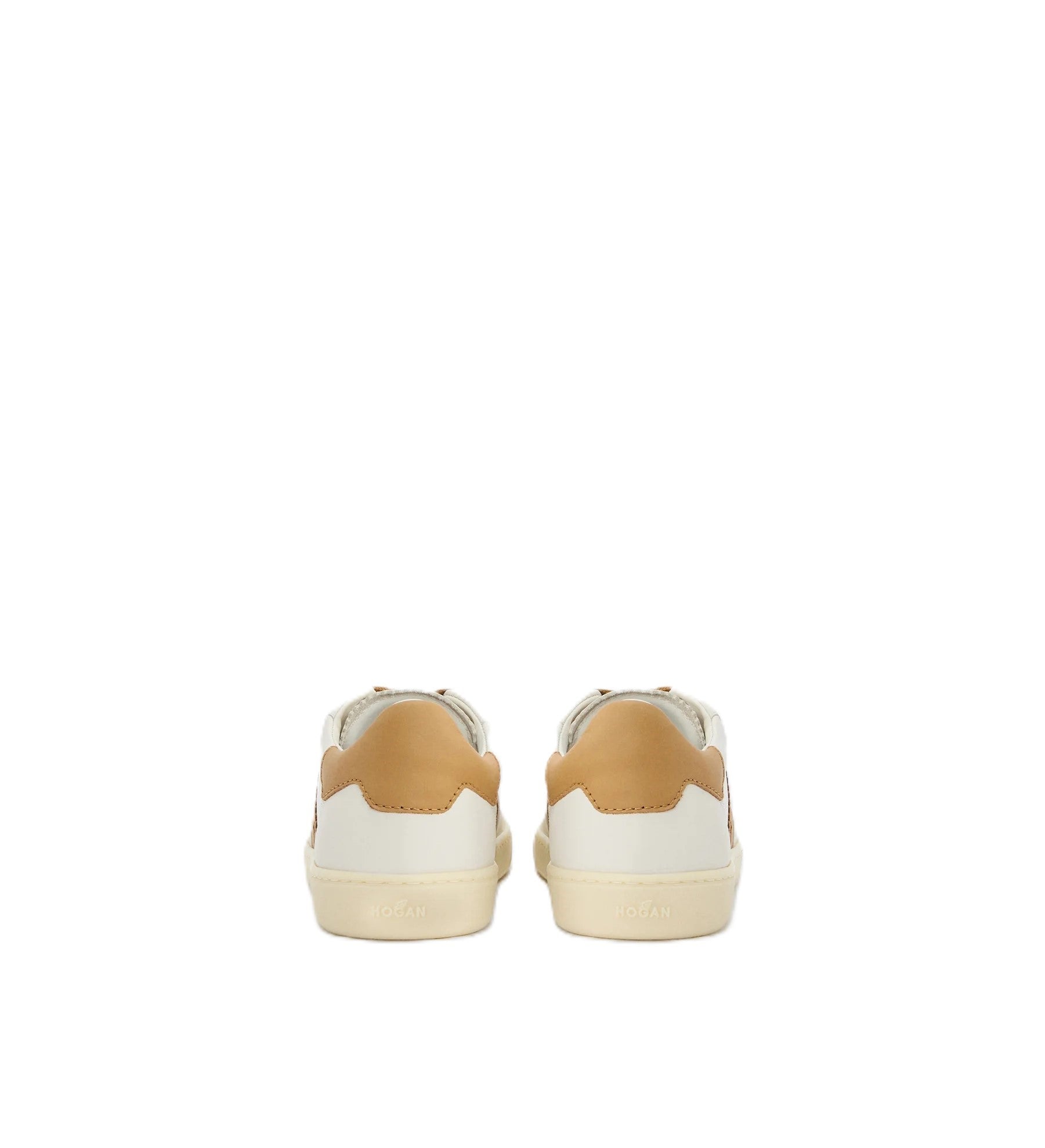 Low-Top Sneakers With Tan Accents And Perforated Design