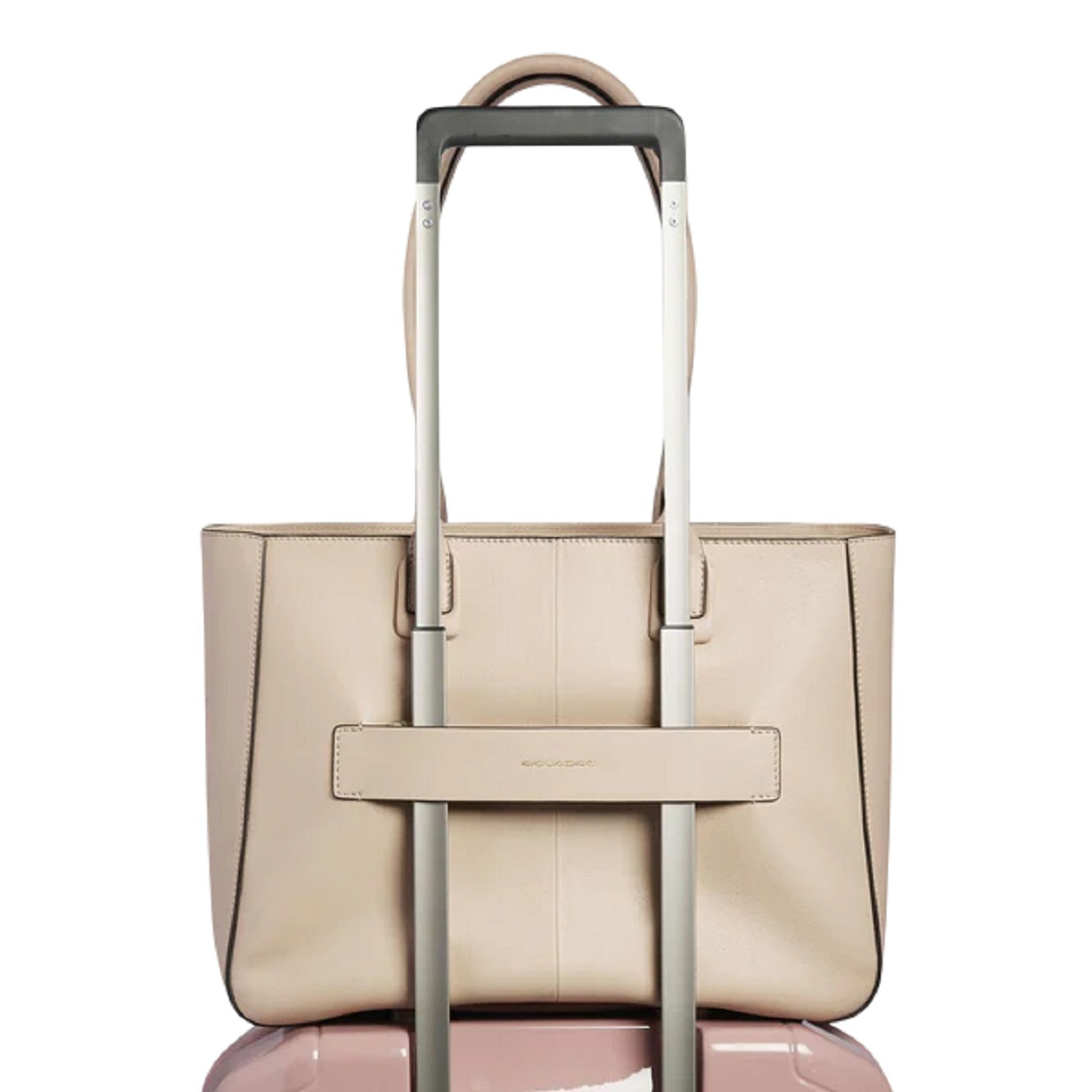Structured Pink Leather Tote Bag