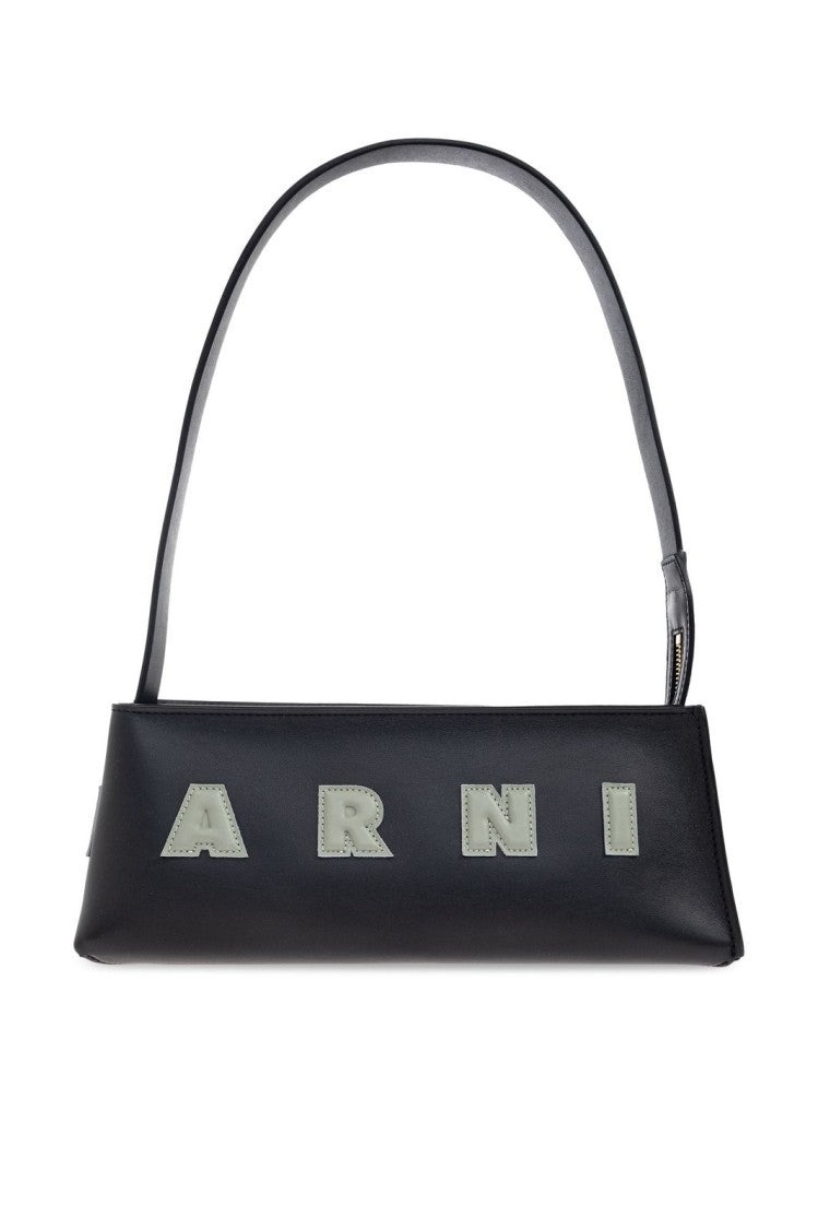 Structured Black Calf Leather Shoulder Bag