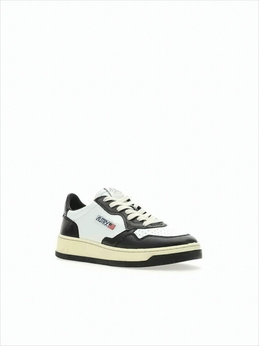 Leather Low-Top Sneakers with Contrasting Panels