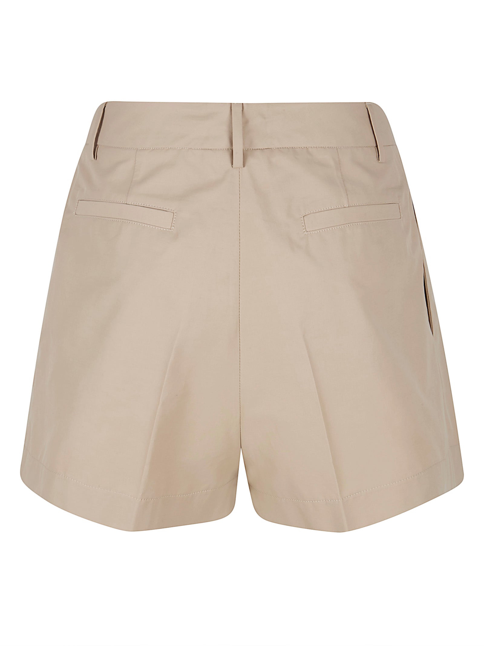Tailored High-Waist Beige Shorts with Pleats