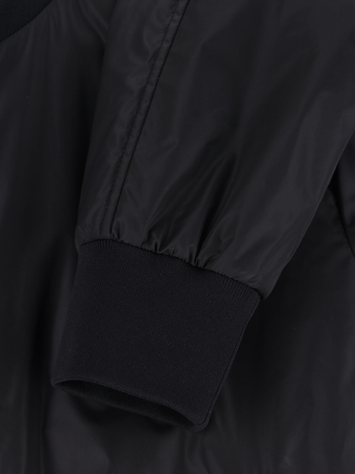 Black Sleek Ribbed Trim Bomber Jacket