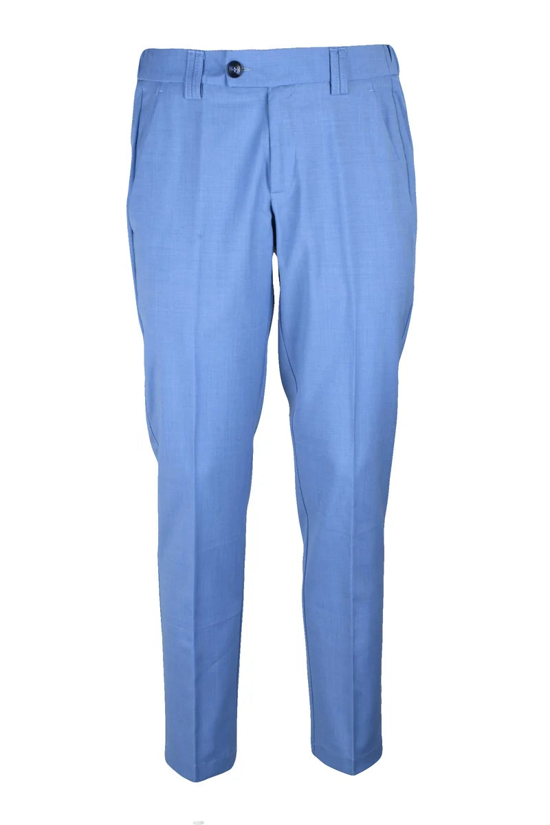 Classic Wool Stretch Trousers - Light Blue
