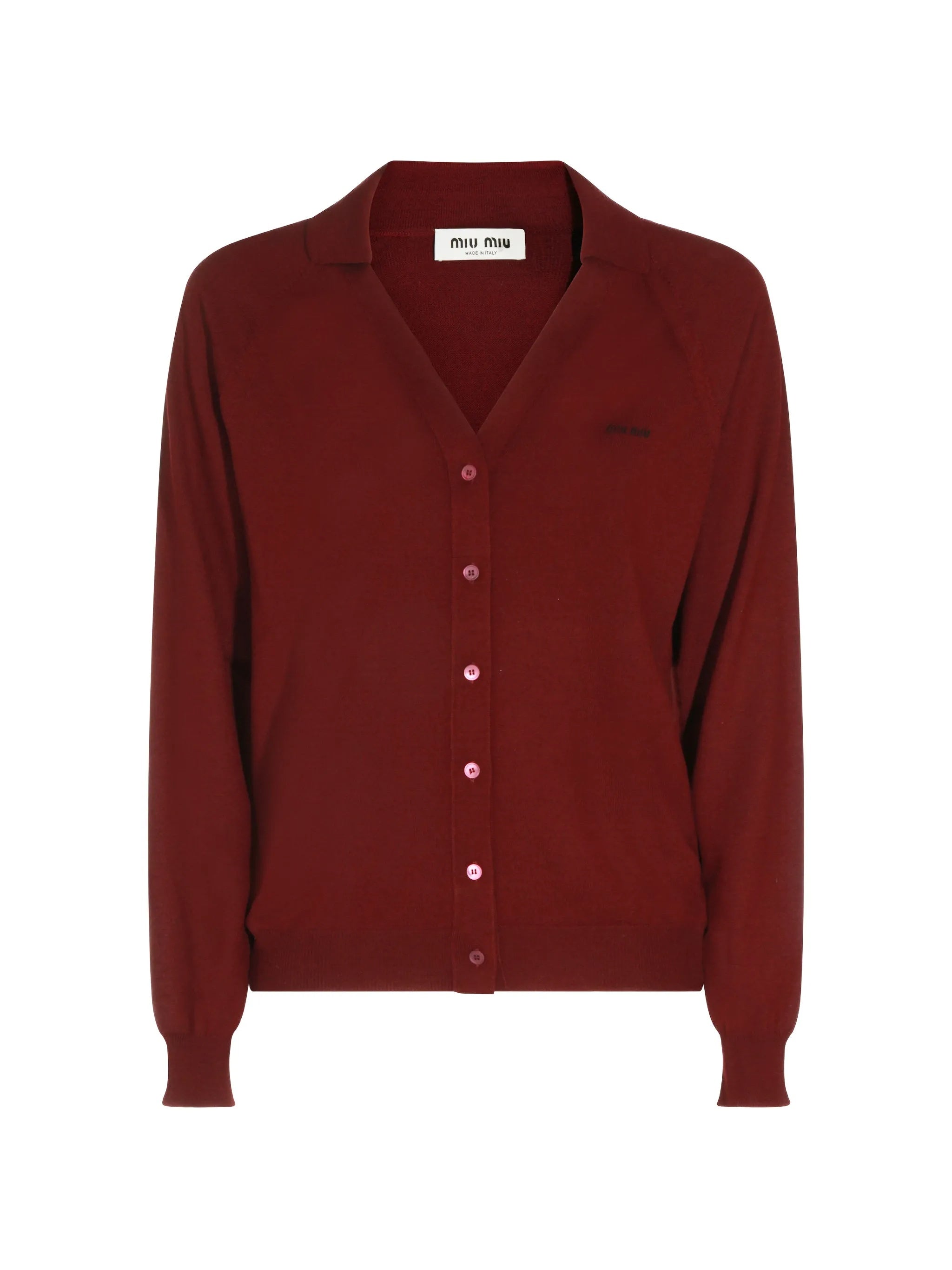 Cardigan with Classic V-Neckline and Fitted Silhouette