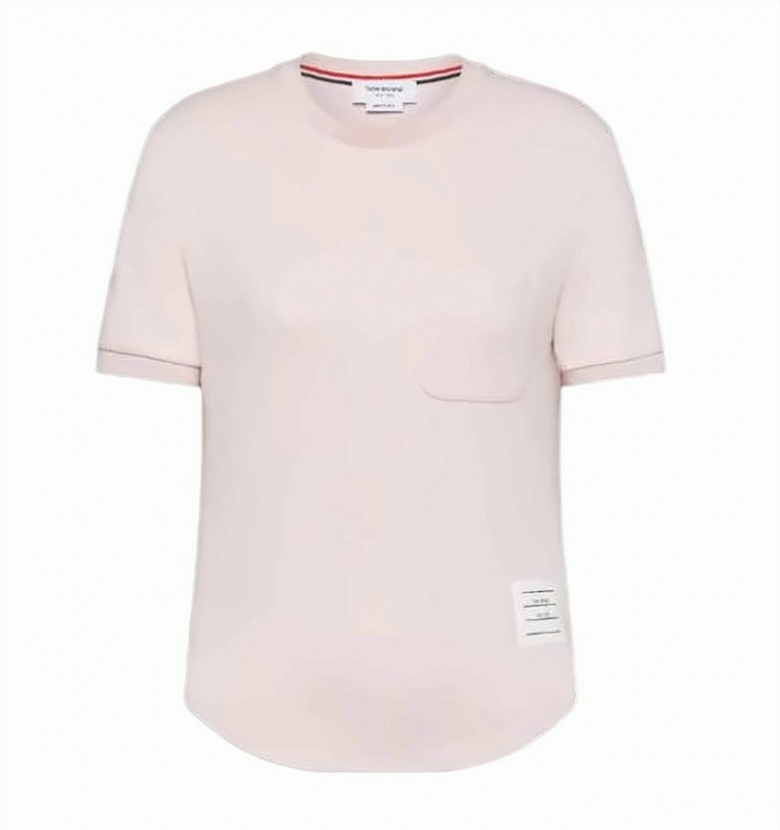 Cropped White Cotton T-Shirt with Pocket Detail