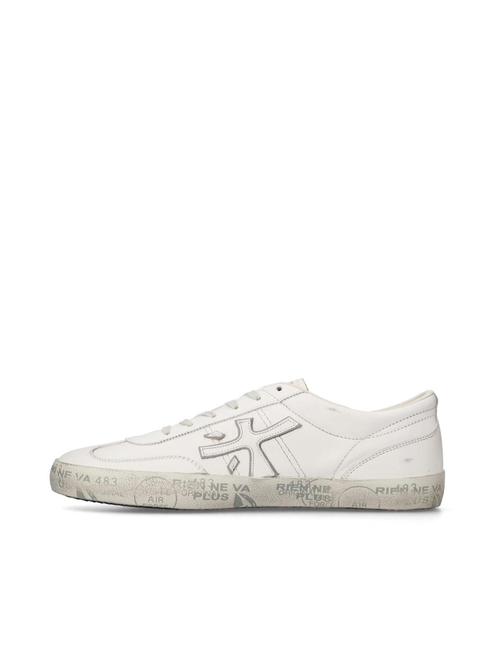 White Leather Lace-Up Sneakers