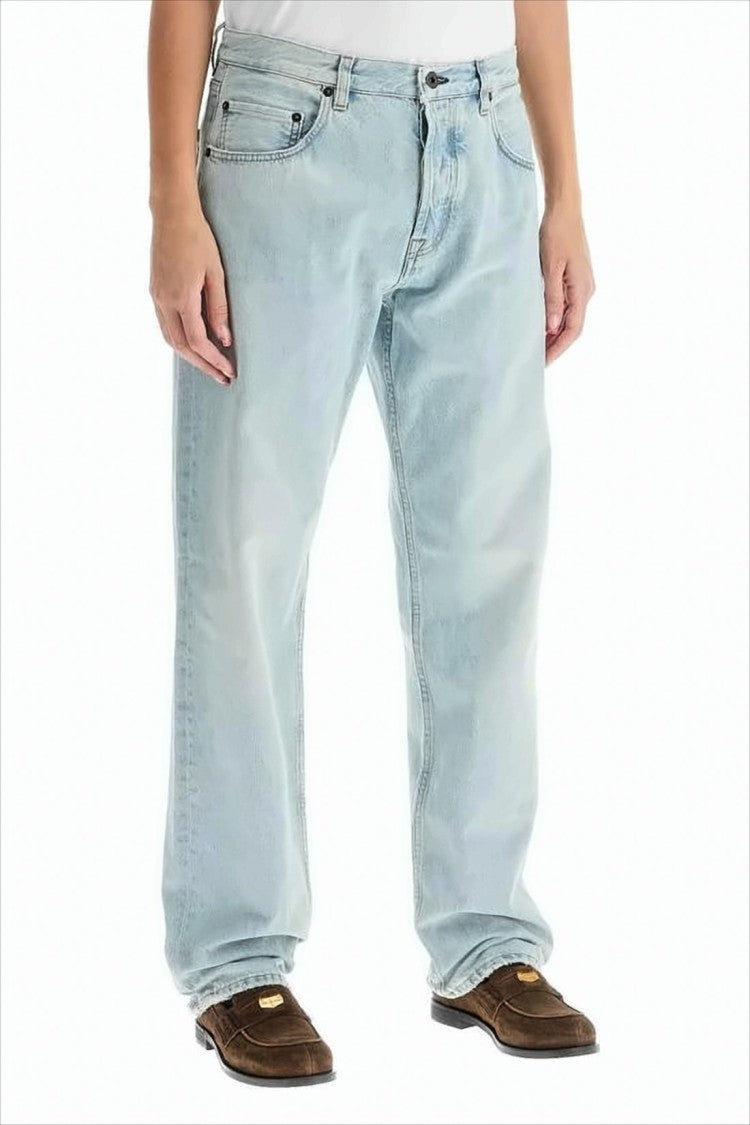 Light Blue Denim Pants with Relaxed Fit