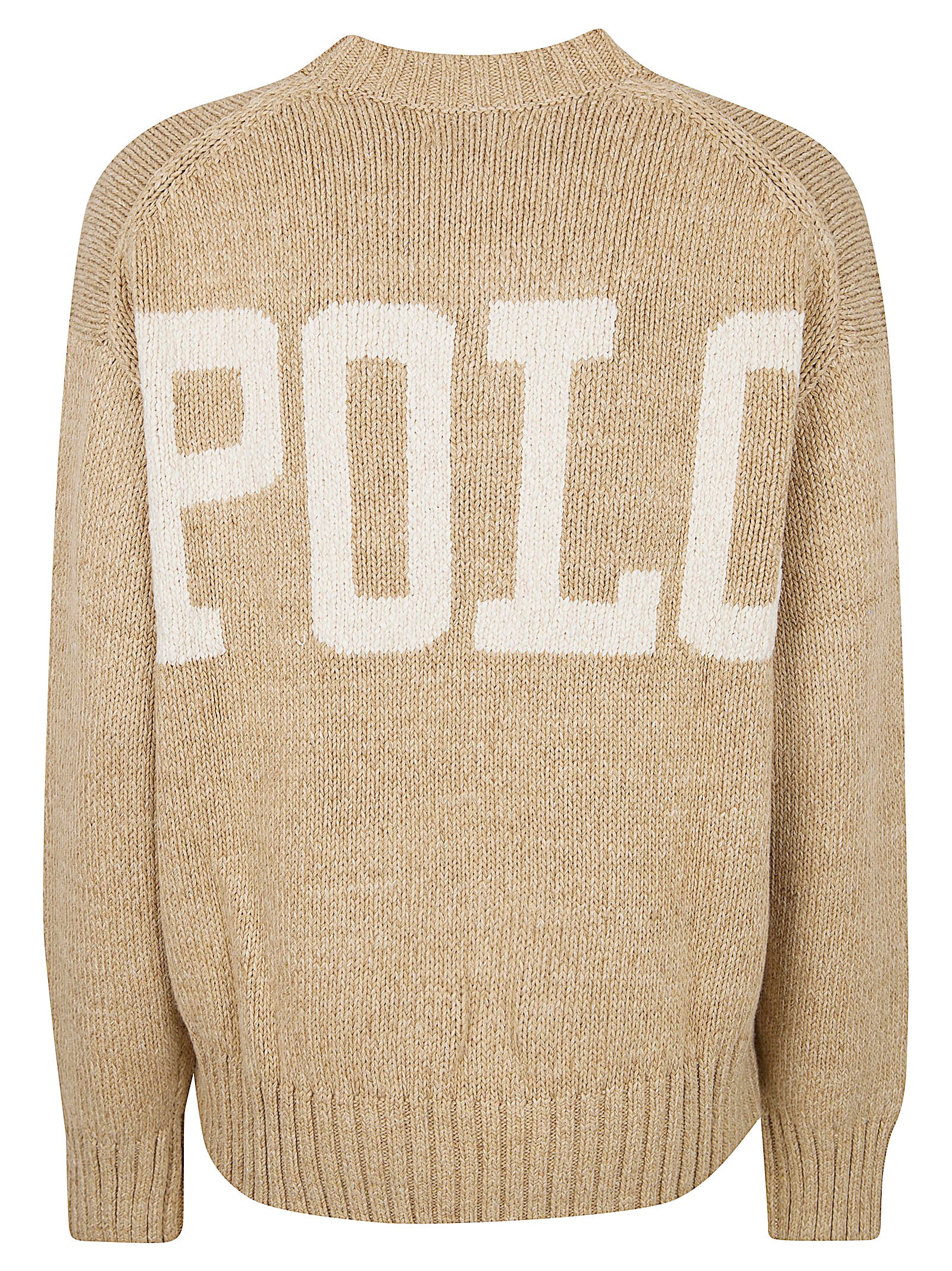Crew Neck Knitted Sweater with Bold Back Lettering