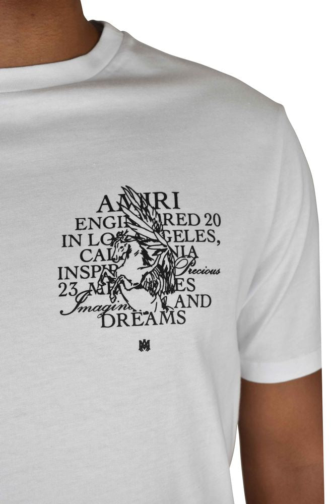 Biały bawełniany T-shirt z ilustracją jednorożca