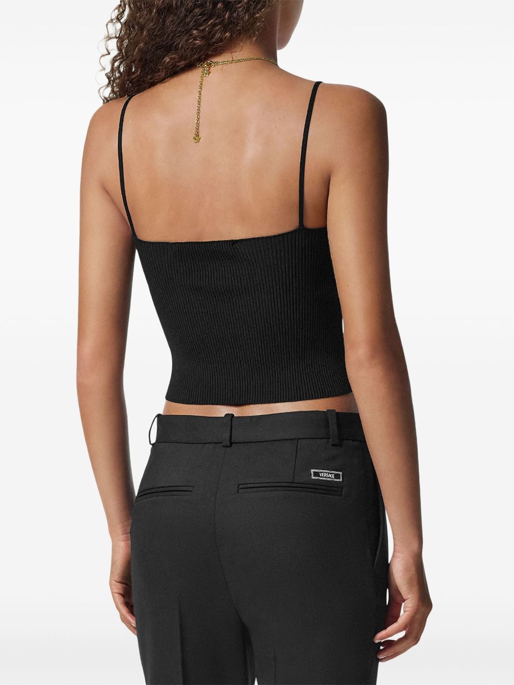 Ribbed Crop Top With Gold-Tone Hardware Accents