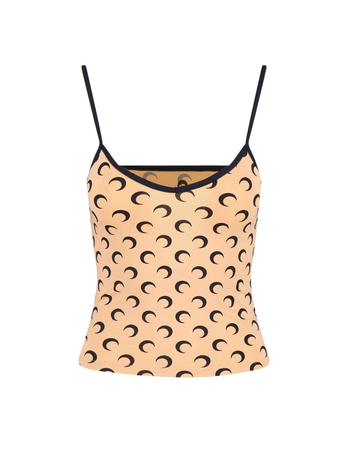 Beige Moon Pattern Fitted Tank Top