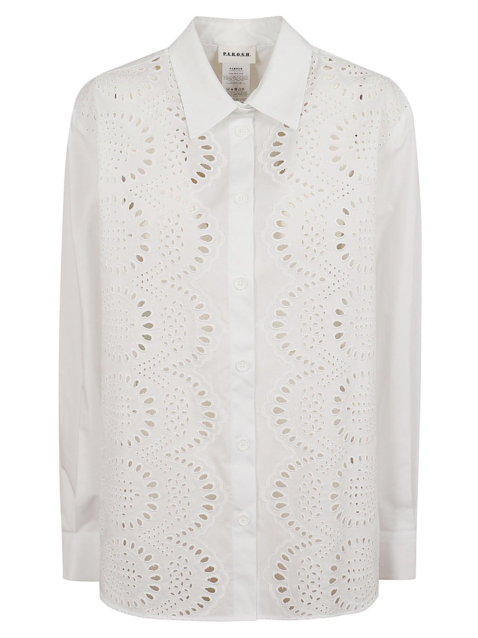 White Embroidered Button-Up Shirt