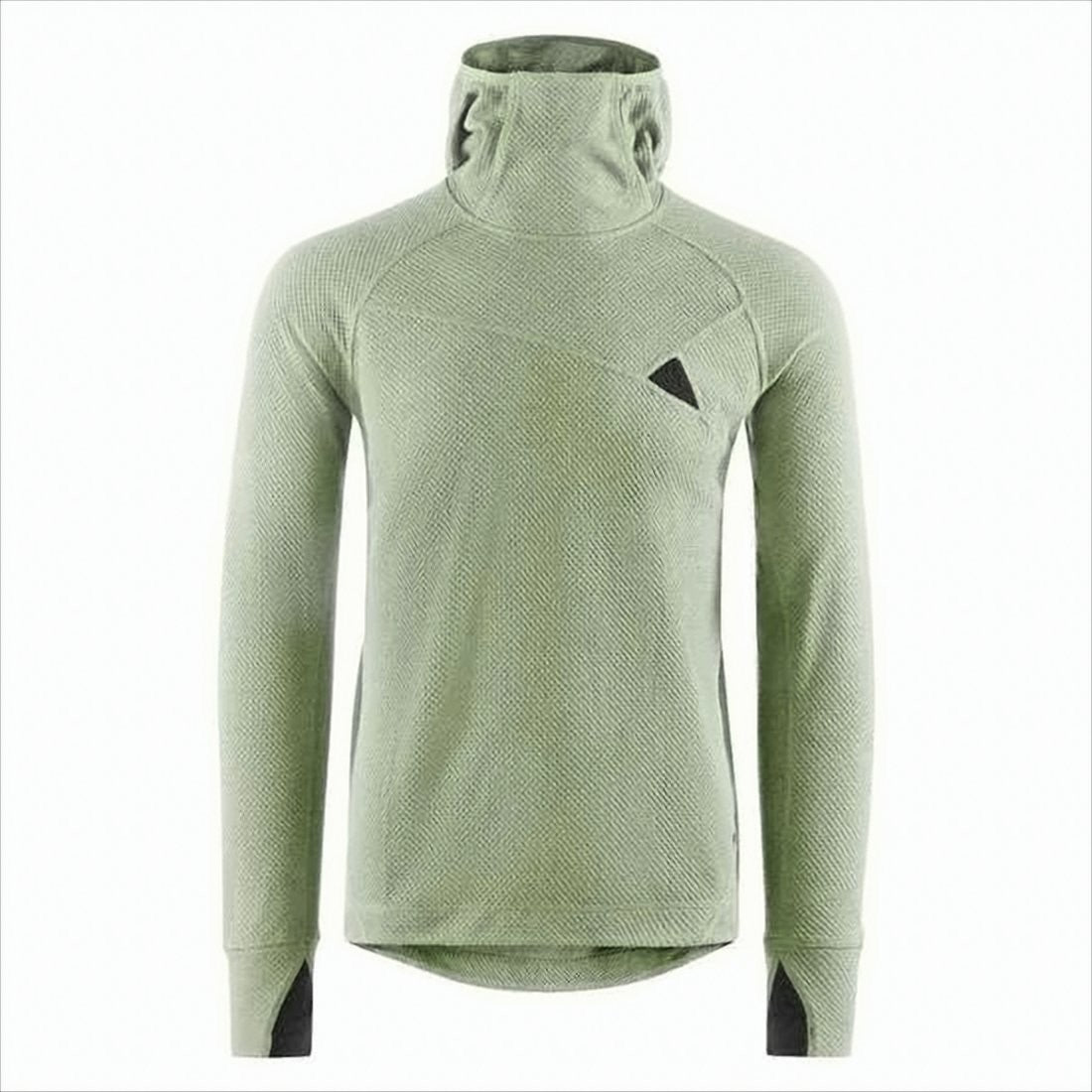 Textured Knit Hooded Top with Integrated High Neck