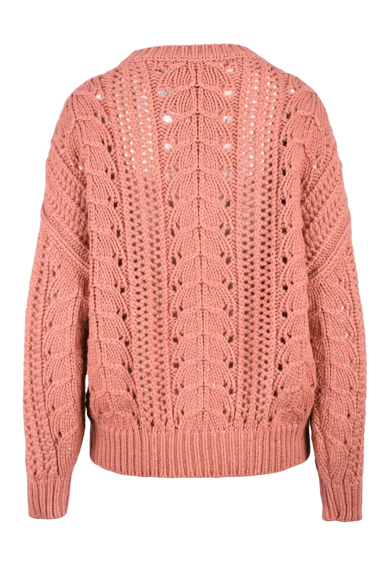 Sequin Cashmere Silk Sweater - Pink