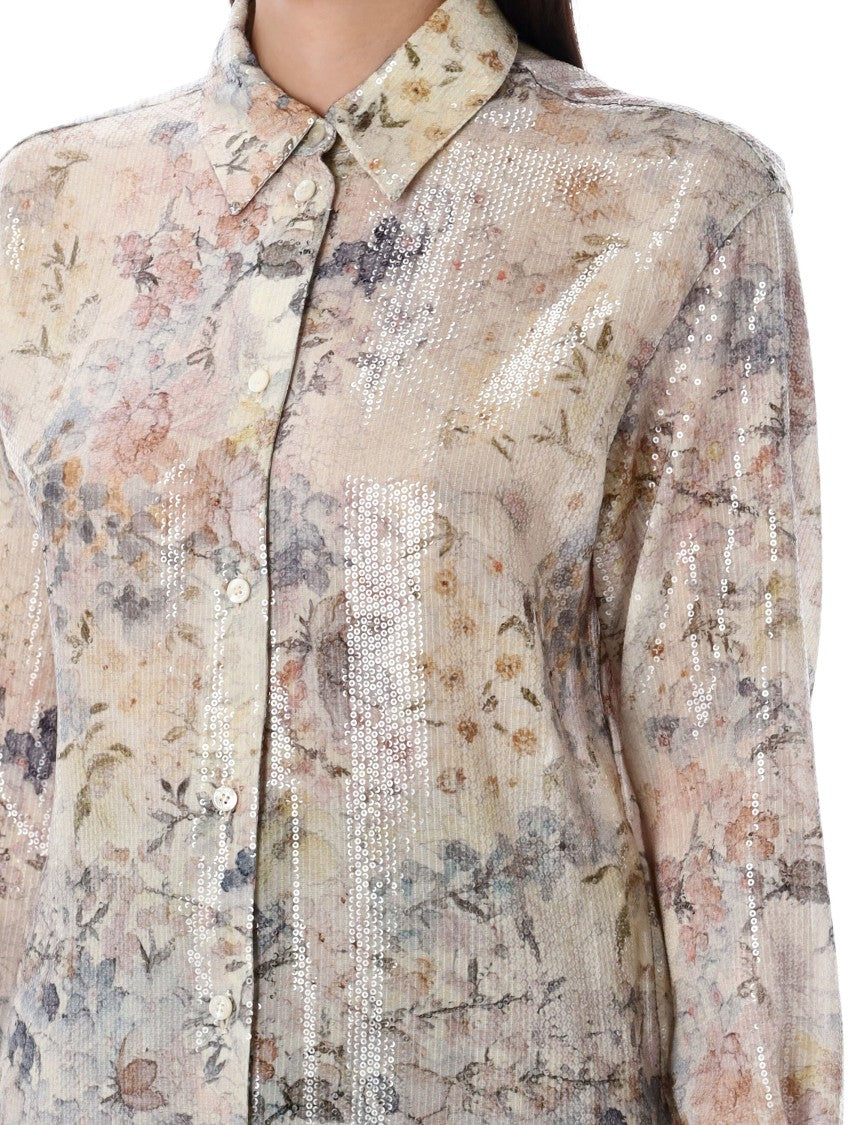 Floral Sequin Print Shirt