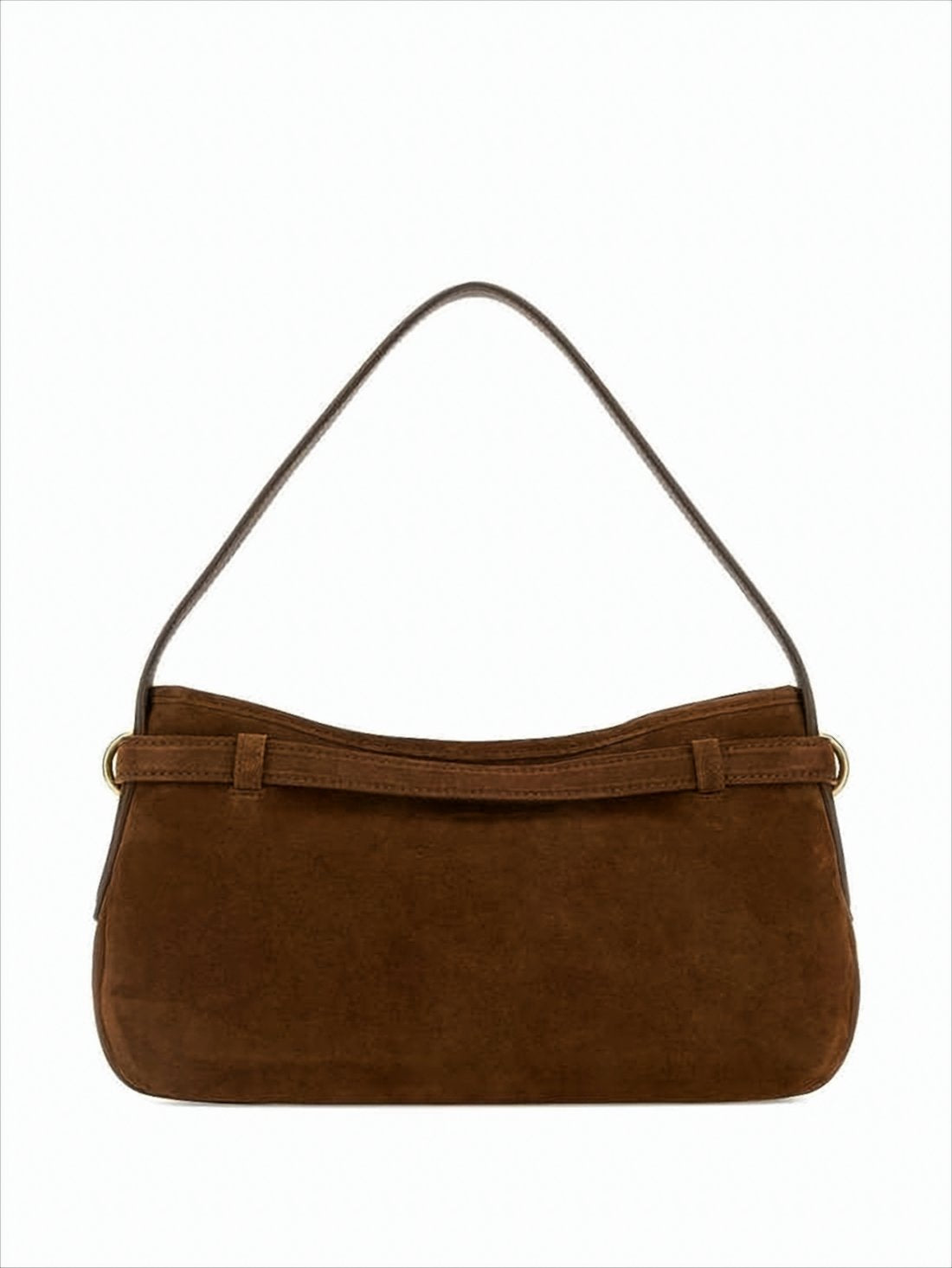 Rounded Suede Shoulder Bag With Gold-Tone Hardware