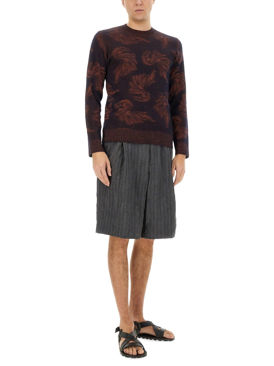 Textured Jacquard Knit Sweater With Classic Fit