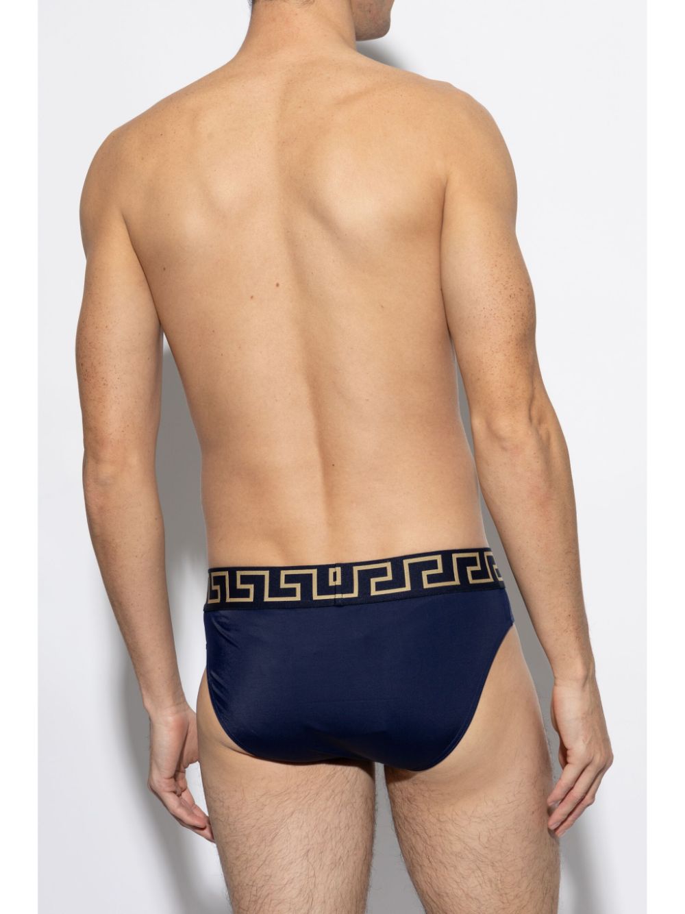 Navy Blue Stretch Cotton Swim Briefs