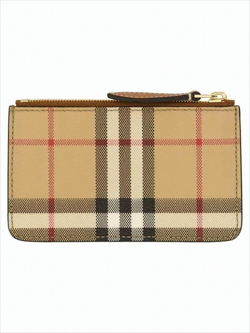 Checkered Pattern Wallet with Zip Closure
