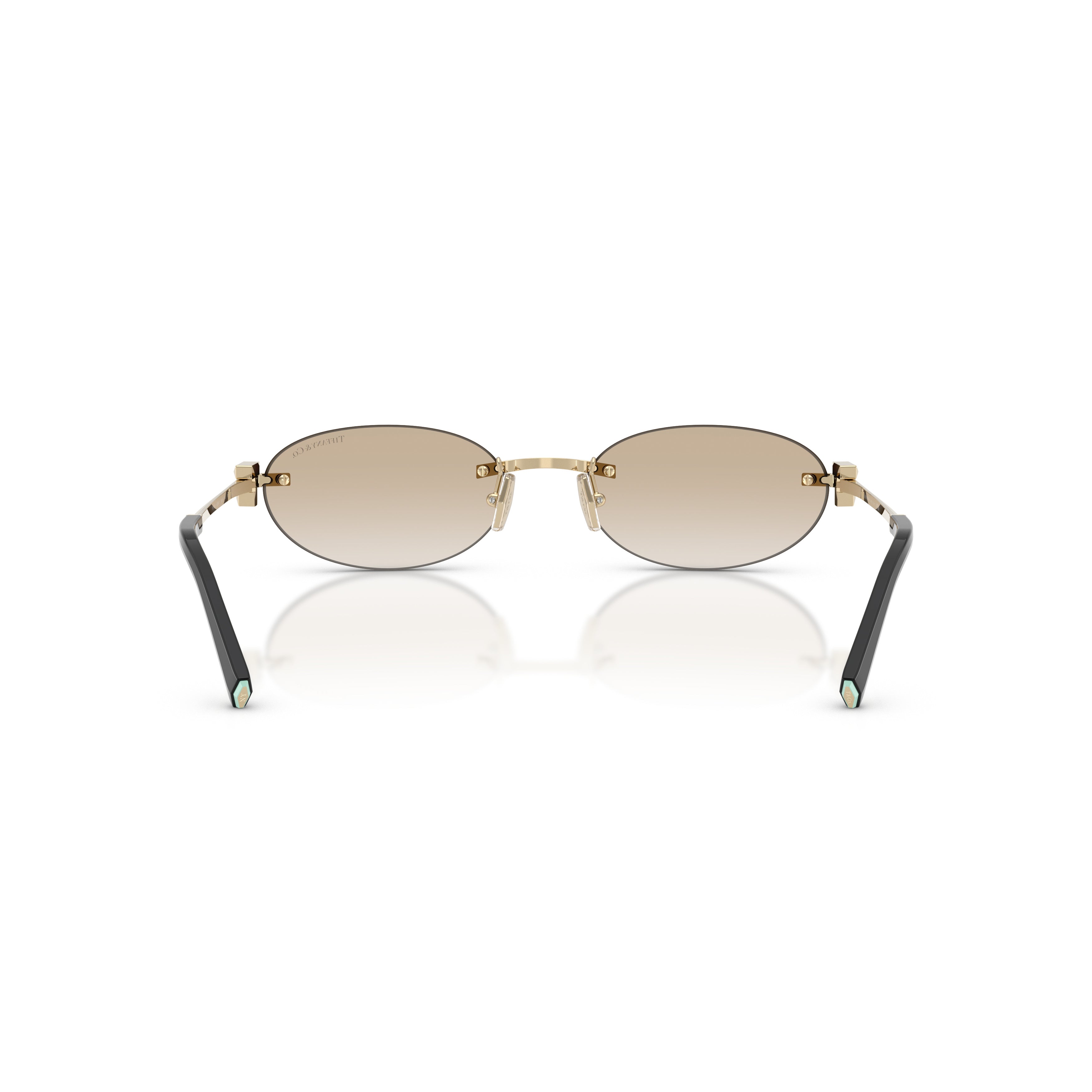 Oval Rimless Sunglasses with Gradient Brown Lenses