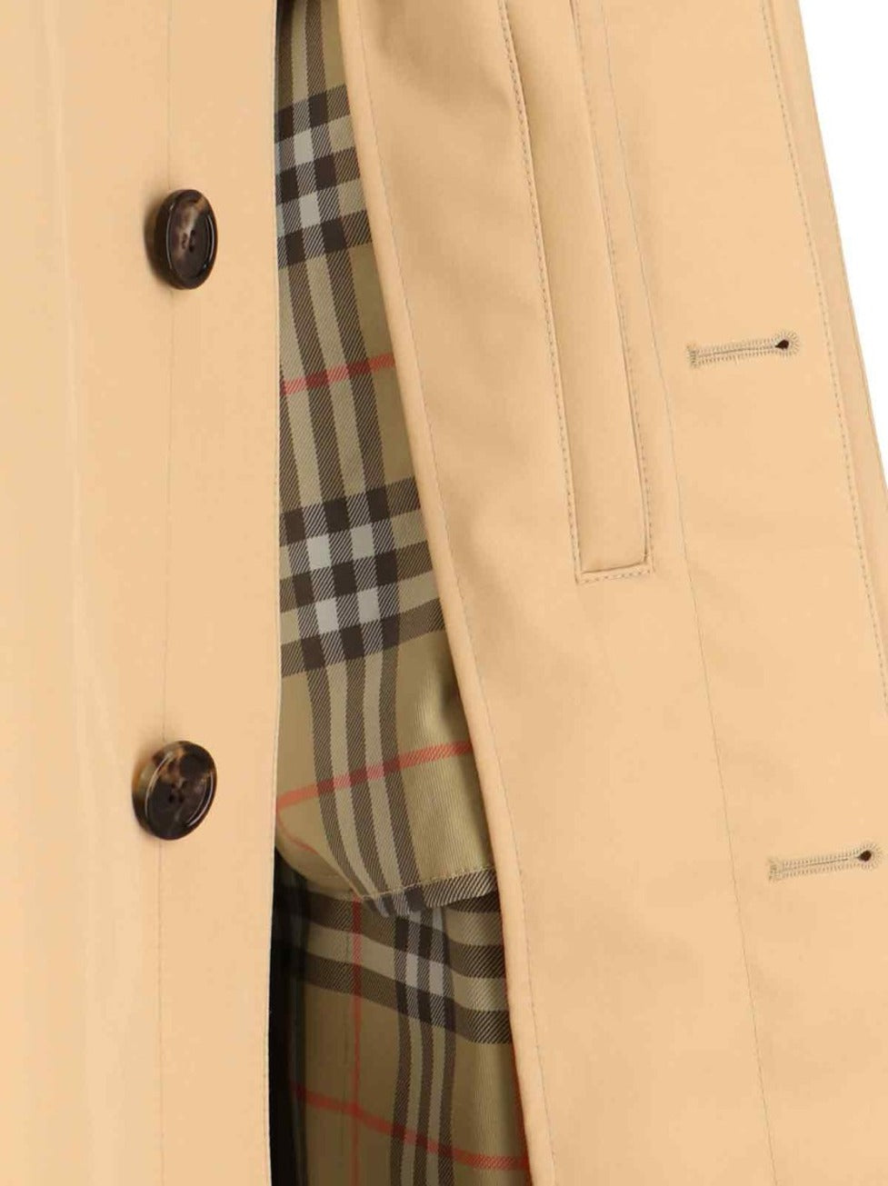 Check Lining Beige Cotton Coat