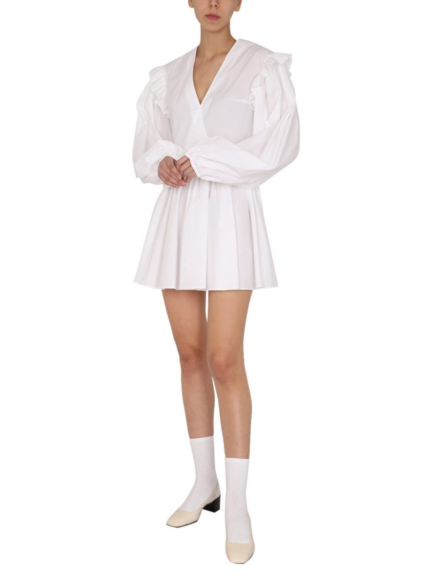 V-Neck Dress With Balloon Sleeves