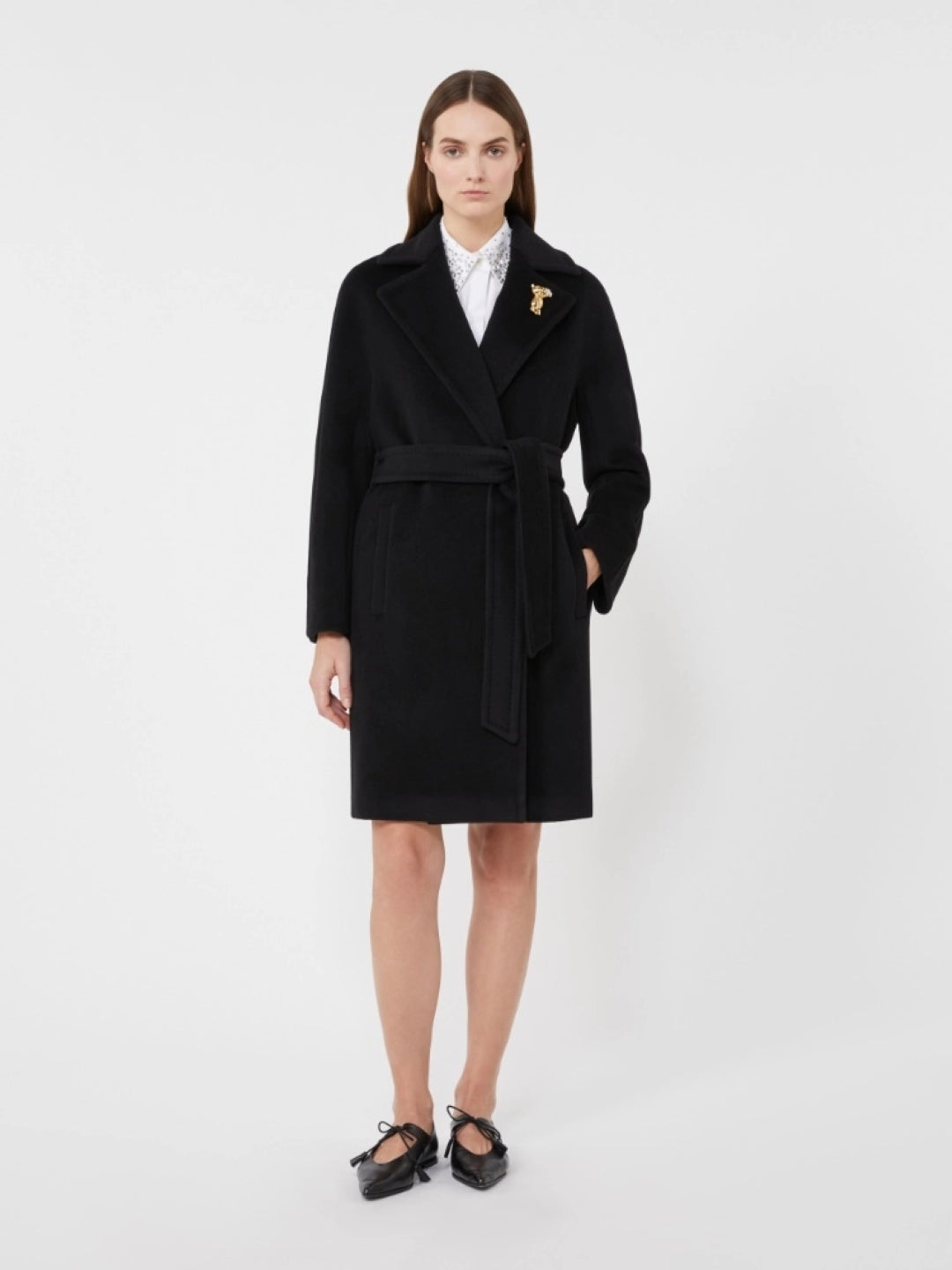 Classic Tailored Black Virgin Wool Coat