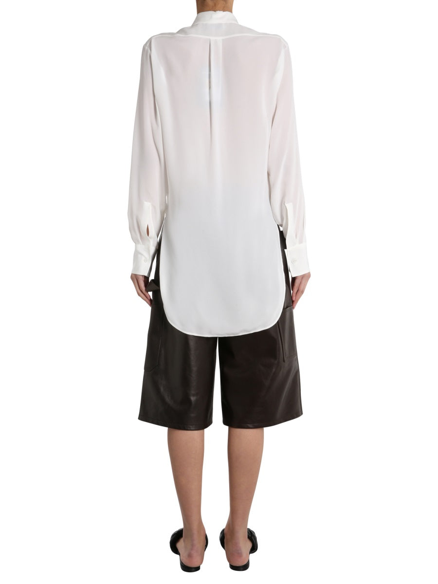 Structured Quilted Silk Shirt with Button Closure