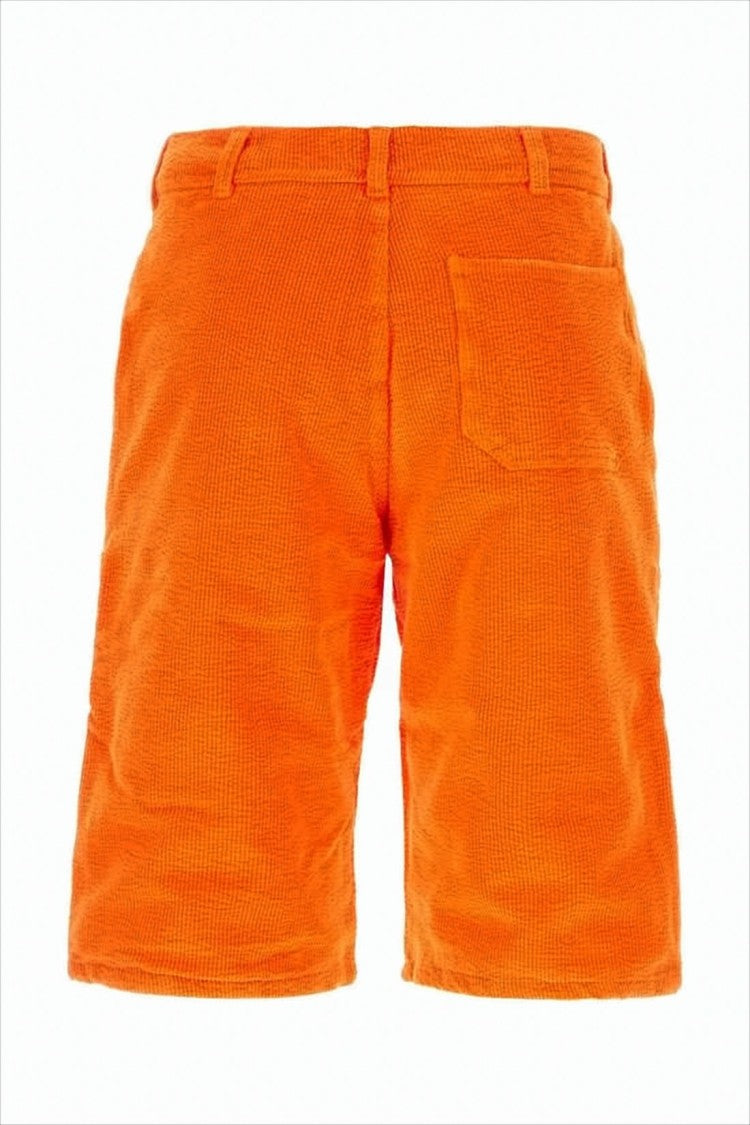 Orange Tailored Shorts with Textured Fabric