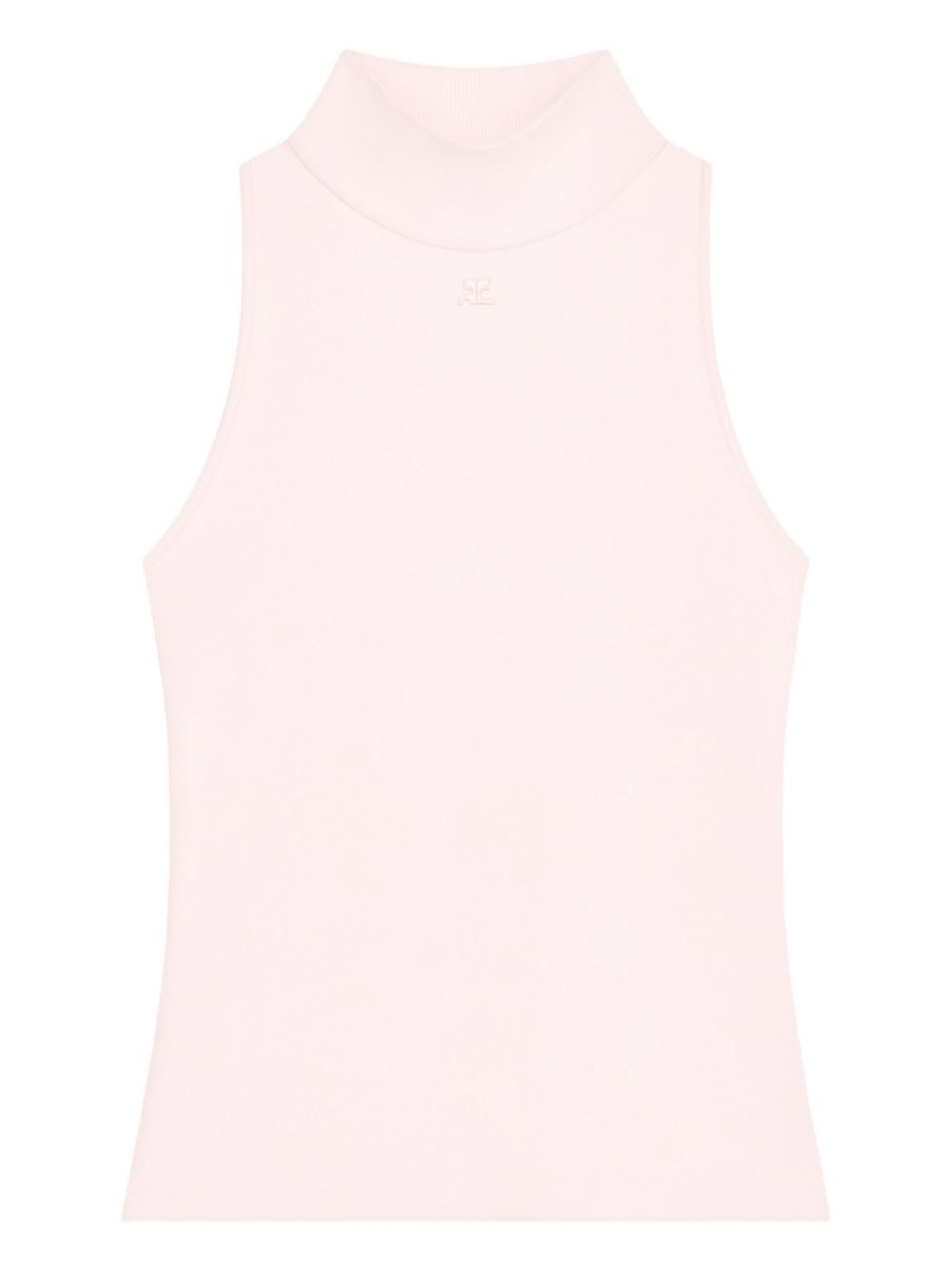 Sleeveless Top with High Neckline and Fitted Silhouette