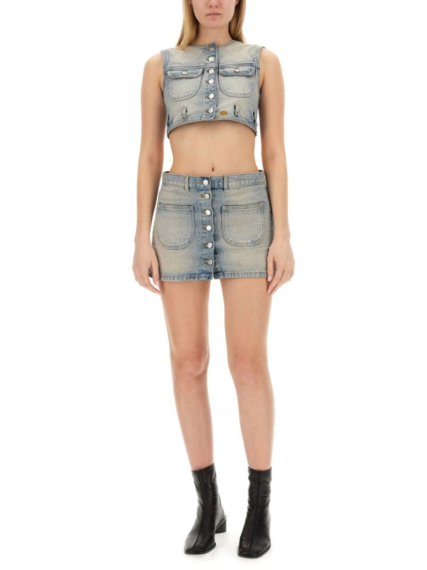 Classic Light Wash Denim Mini Skirt