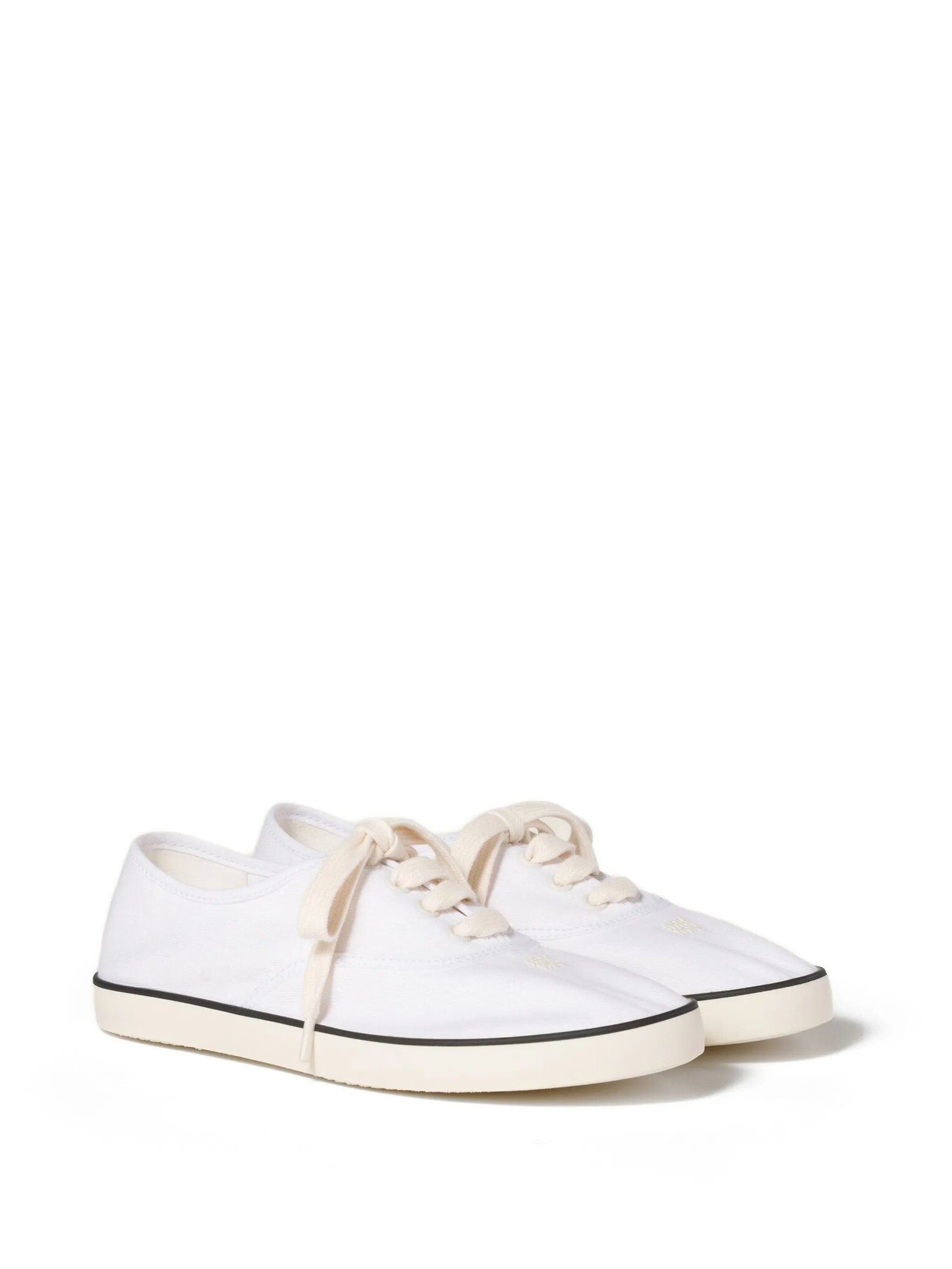 White Minimalist Low-Top Smooth Canvas Sneakers