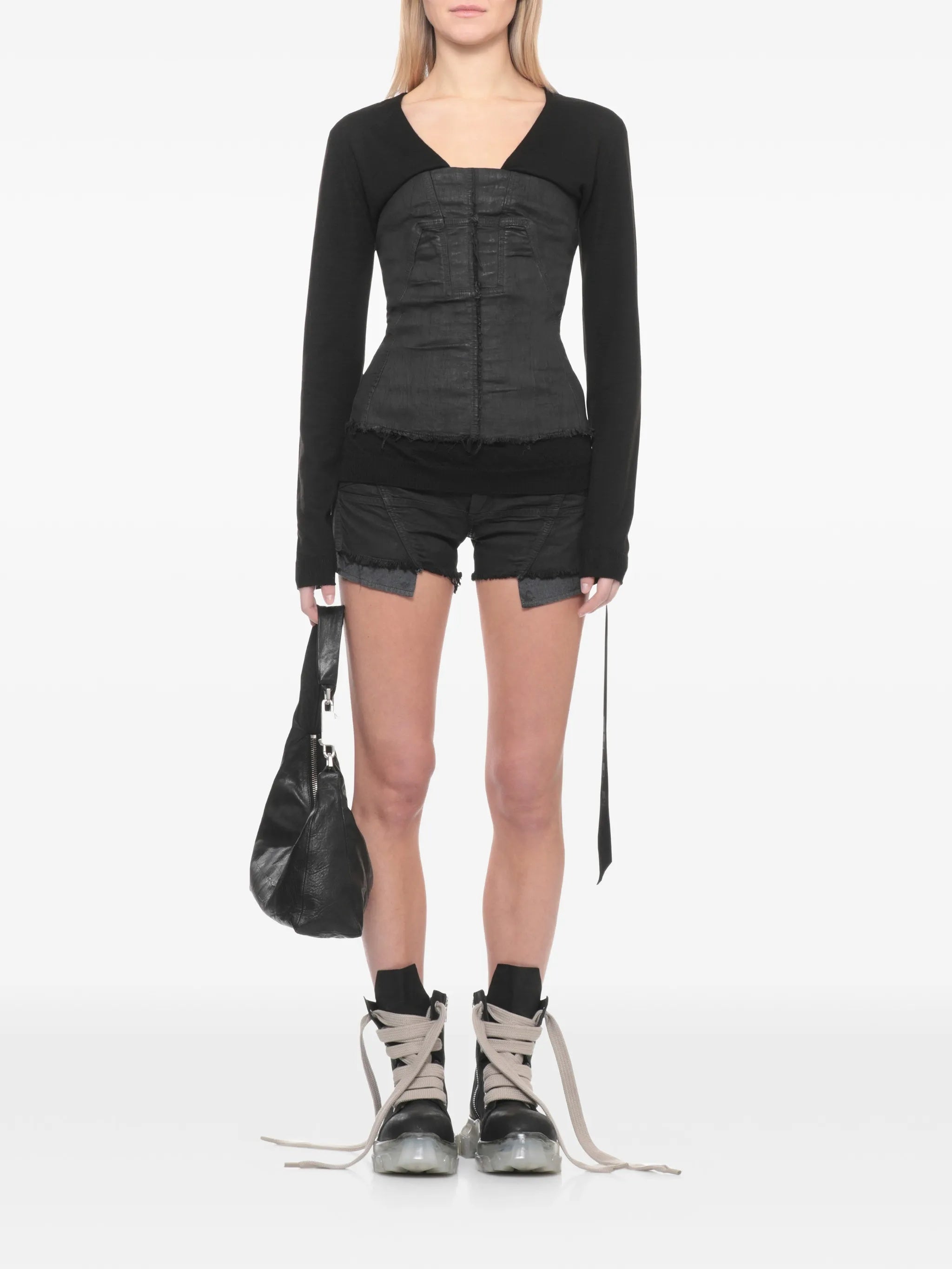 Black V Neck Fitted Top