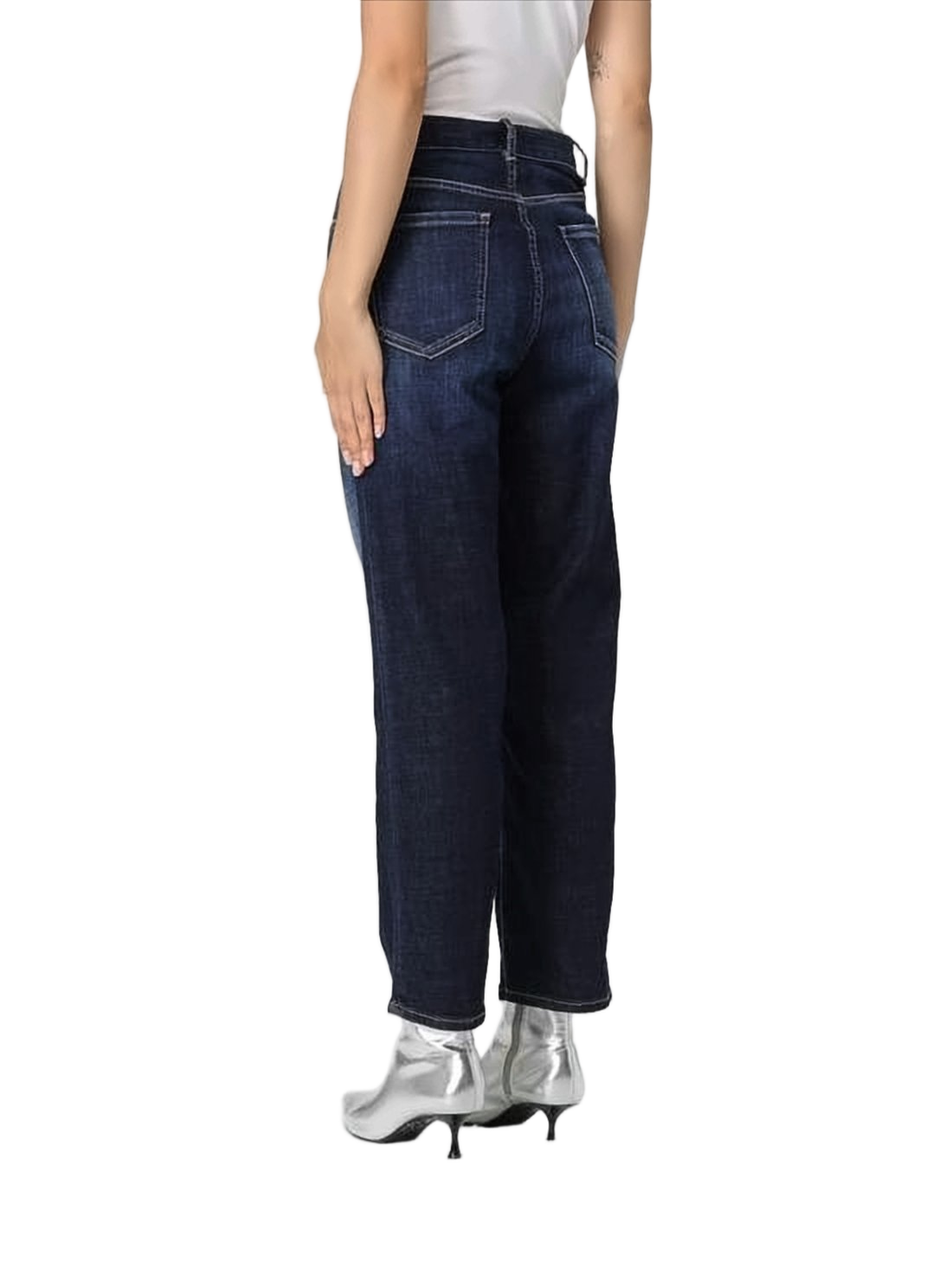 Mid-Rise Indigo Denim Pants with Straight-Leg Silhouette