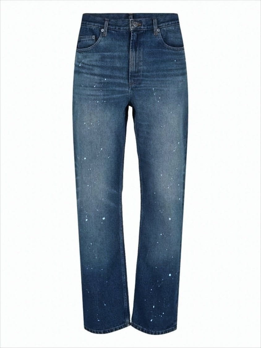 Mid-Blue Straight-Leg Denim Pants