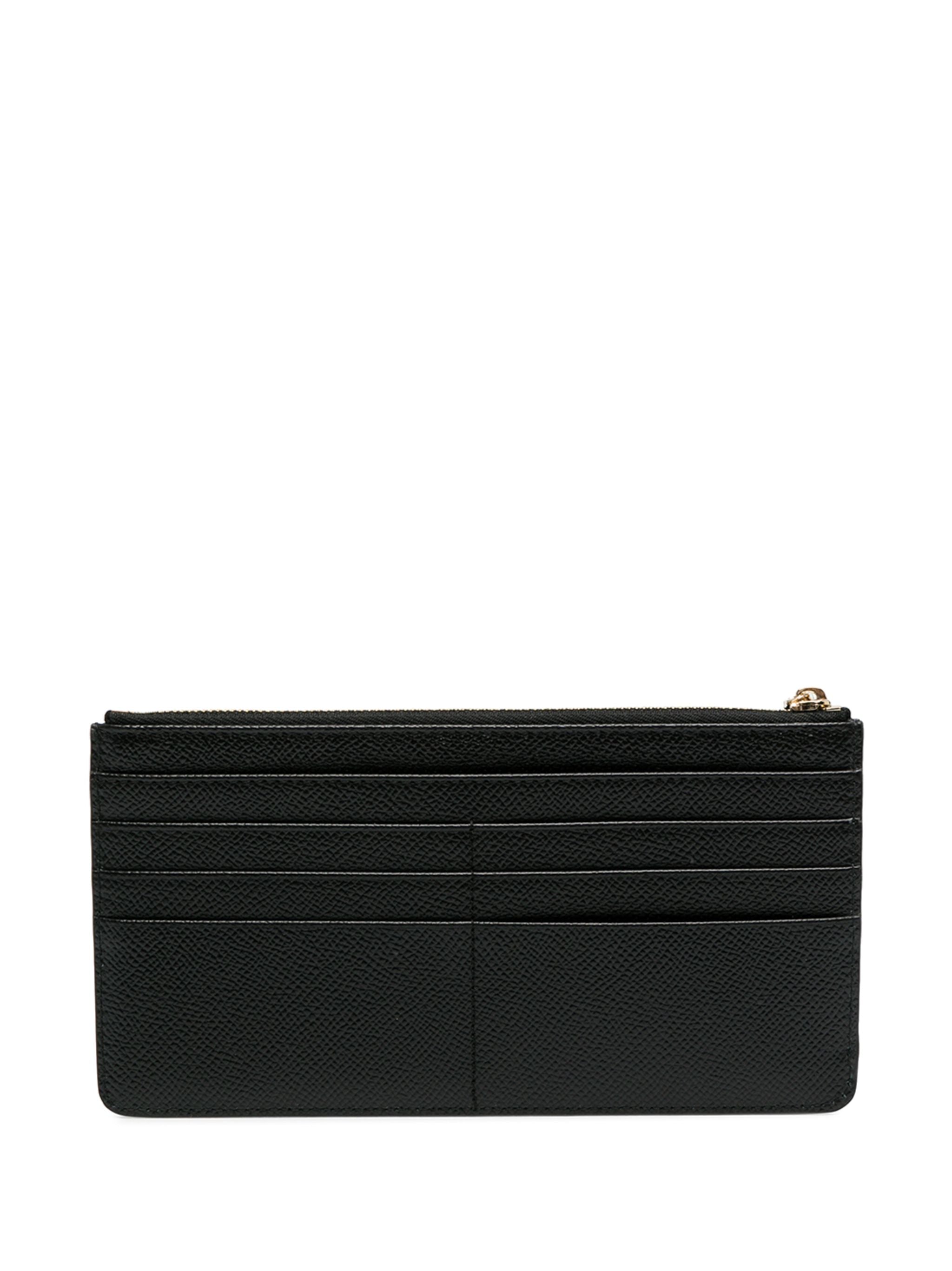Textured Calfskin Dauphine Zippered Plaque Wallet