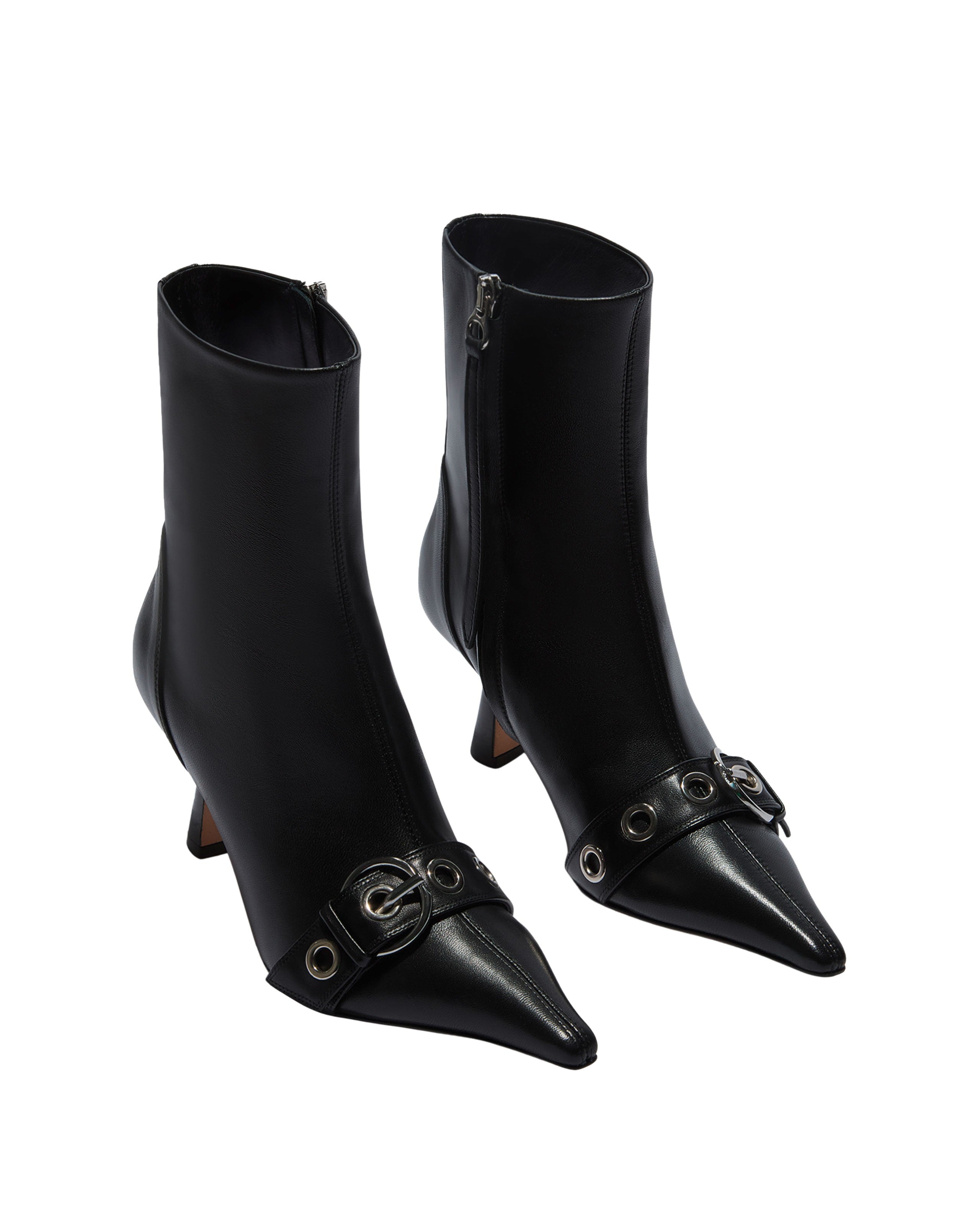 Black Halima Nappa Leather Ankle Boots