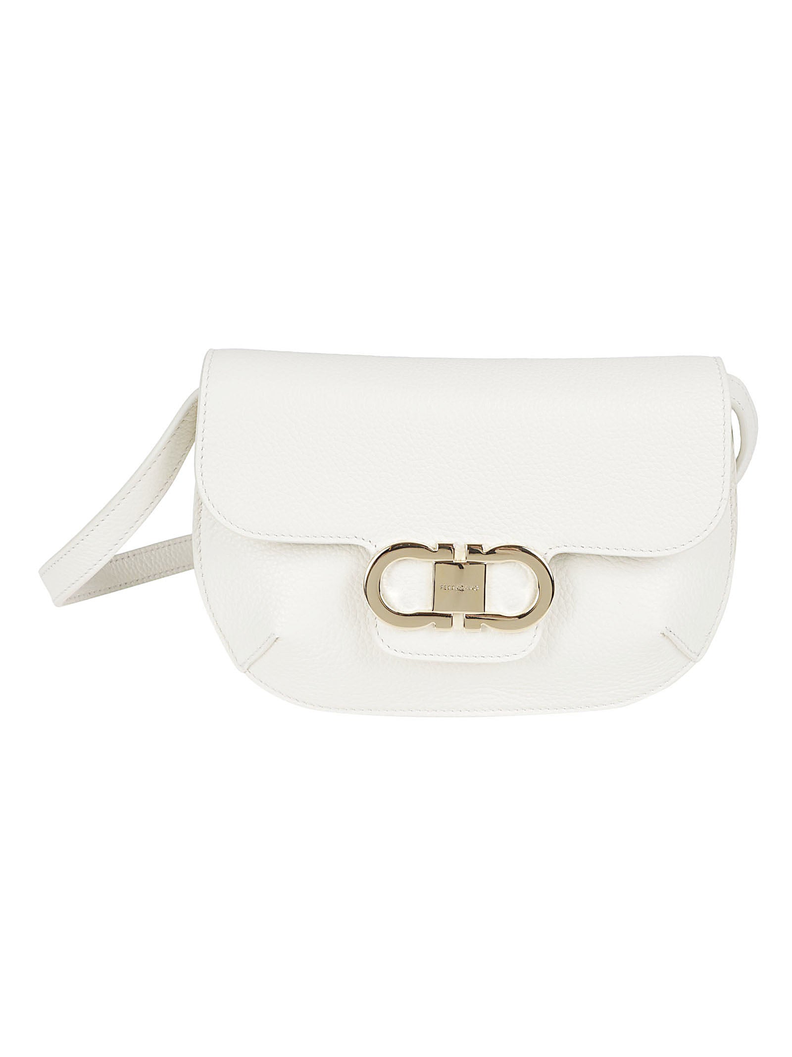Compact Rigid Shoulder Bag with Double Gancini Ornament