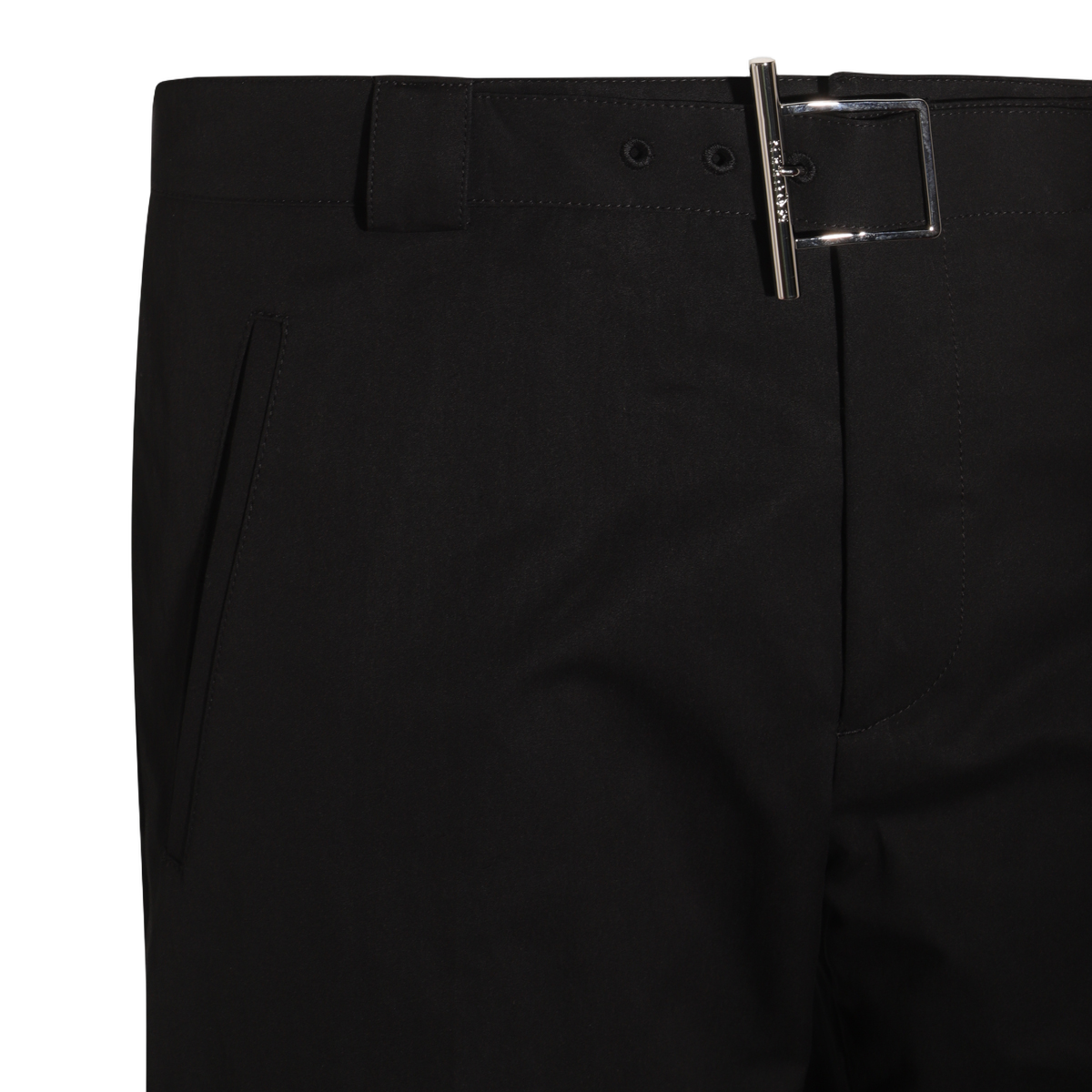 Tailored Black Trousers with Silver Buckle Detail