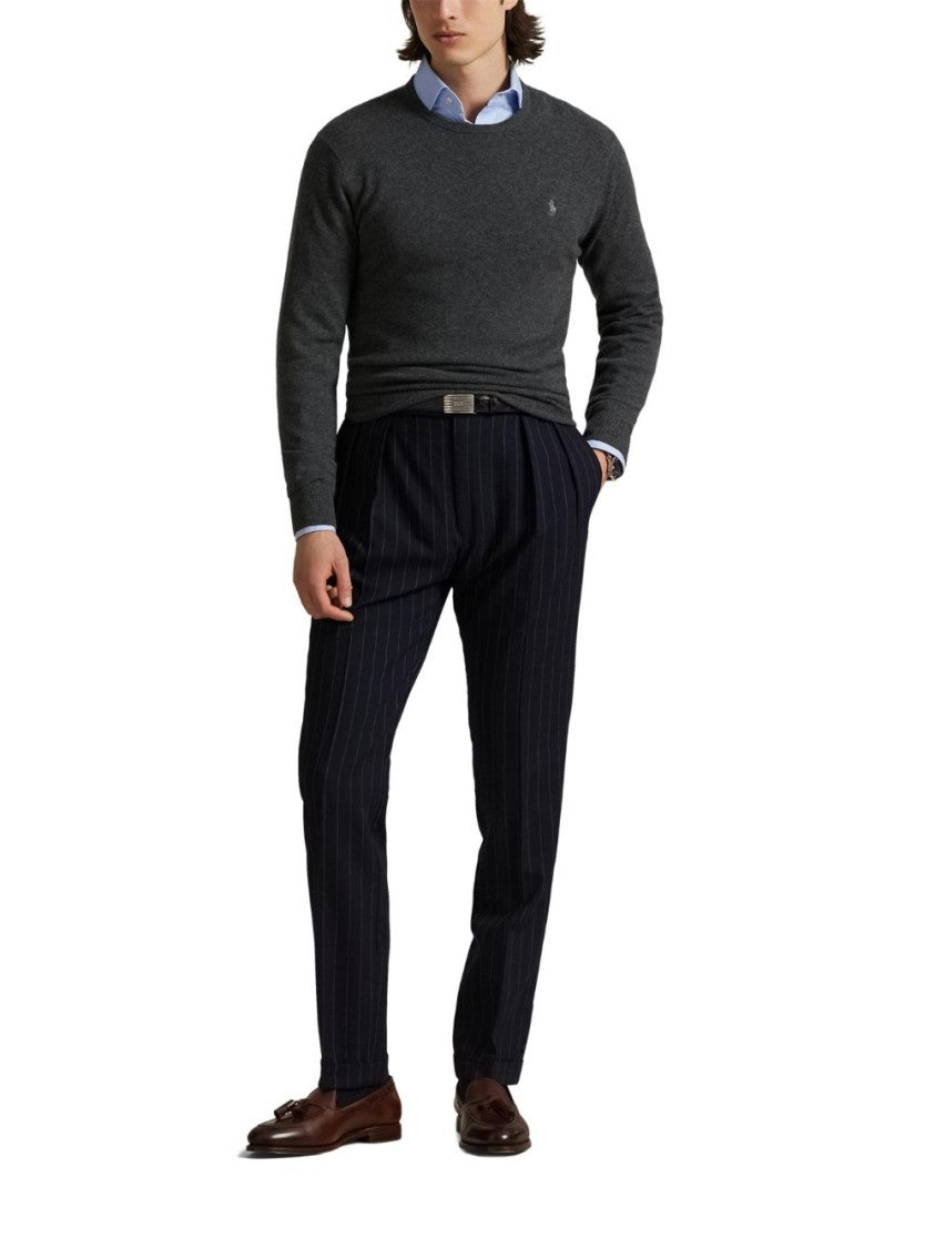 Tailored Gray Wool Crew Neck Sweater