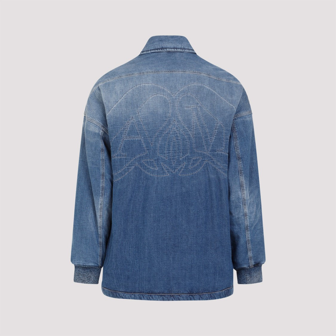 Quilted Washed Blue Denim Shirt