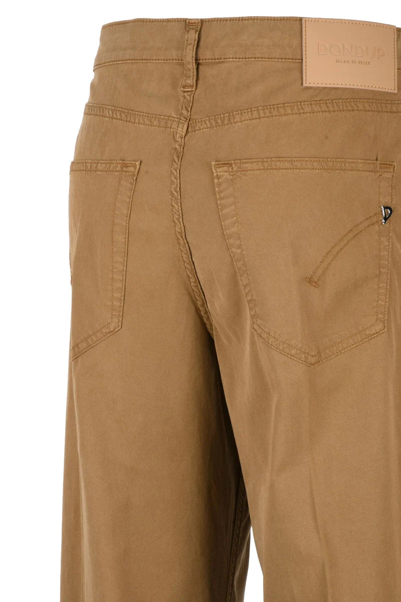 Lyocell Cotton Elastane Wide Leg Trousers - Brown