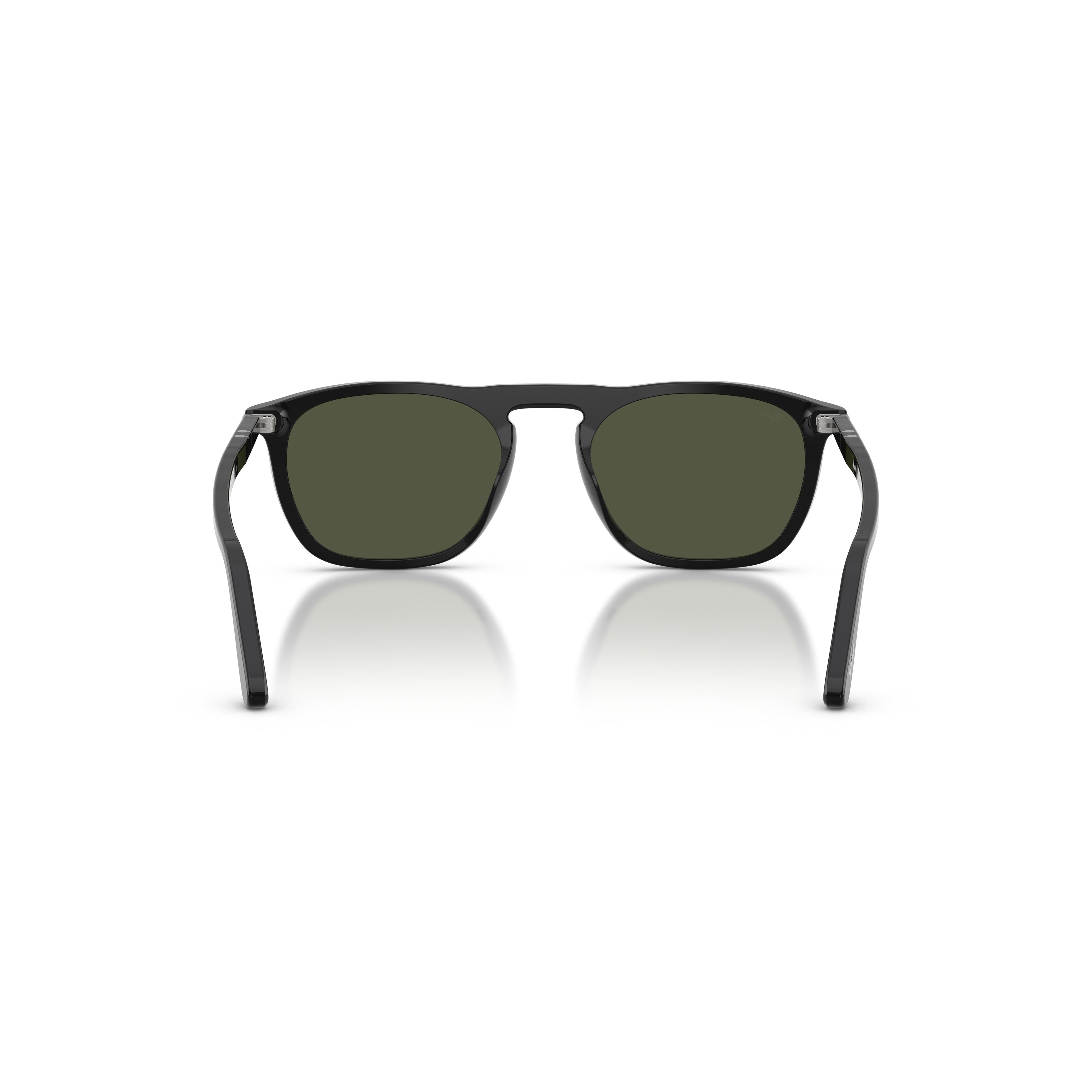 0po3391s Classic Black Acetate Sunglasses with Dark Green Lenses