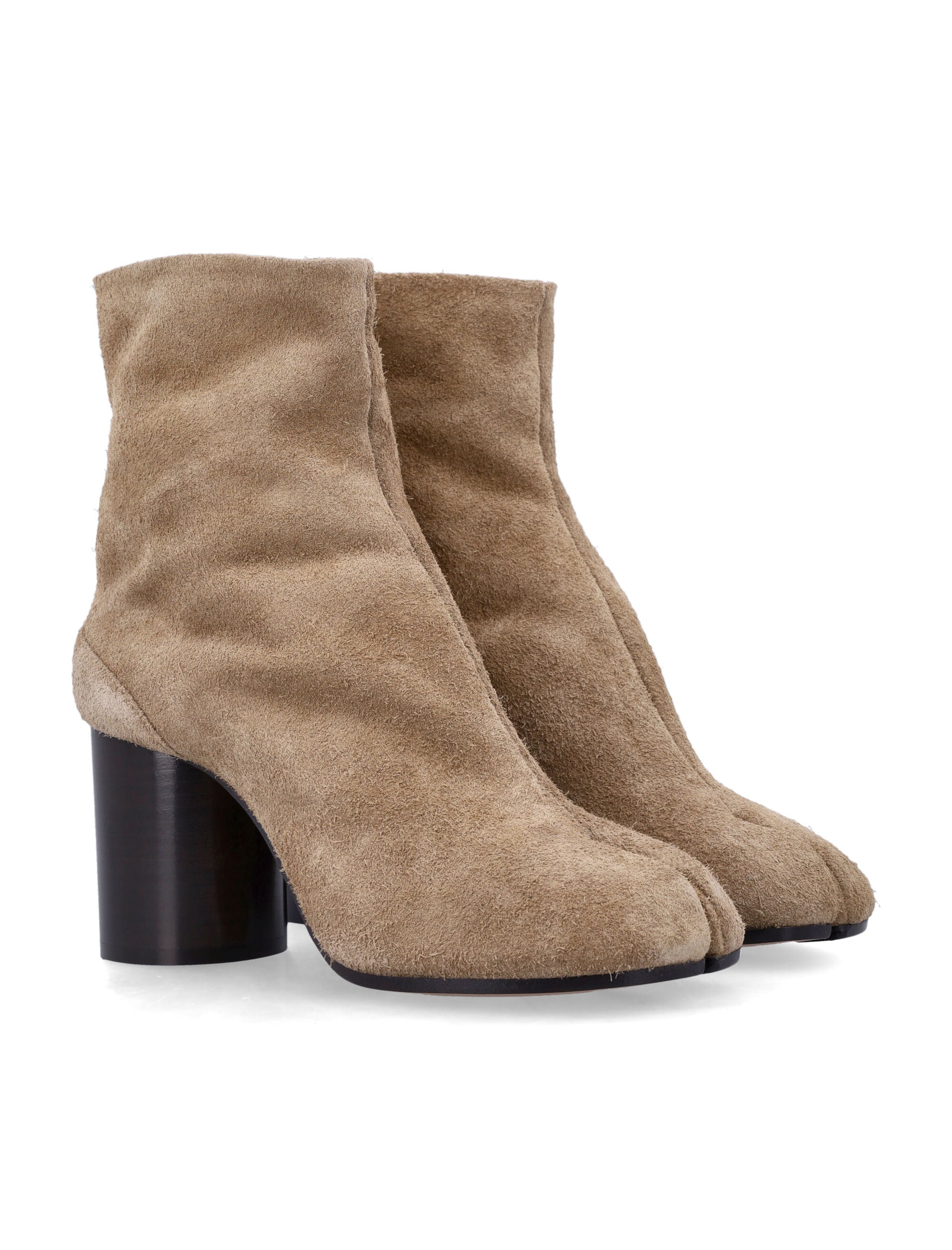Beige Suede Tabi Ankle Boots