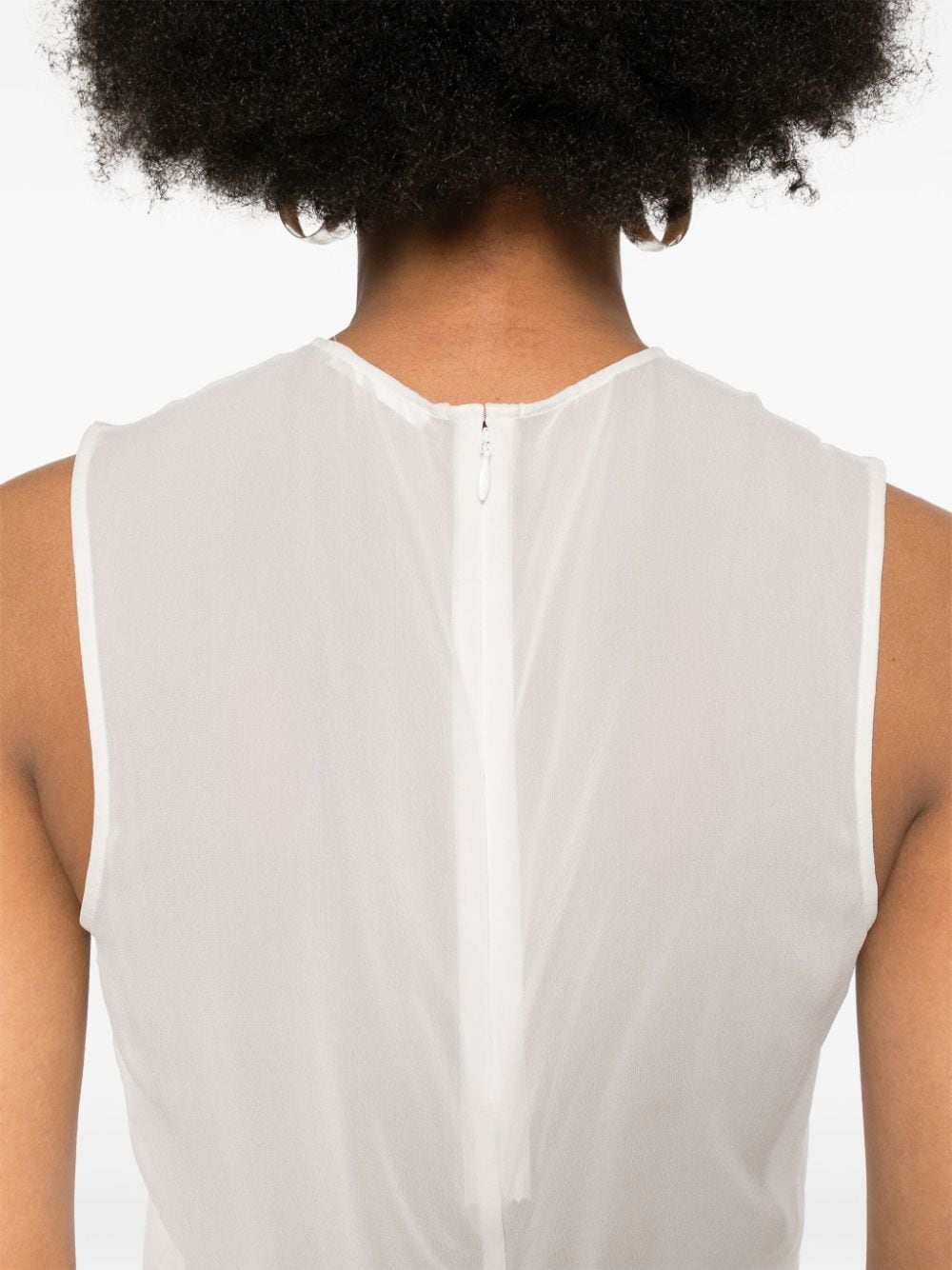 White Silk Semi-Sheer Sleeveless Top