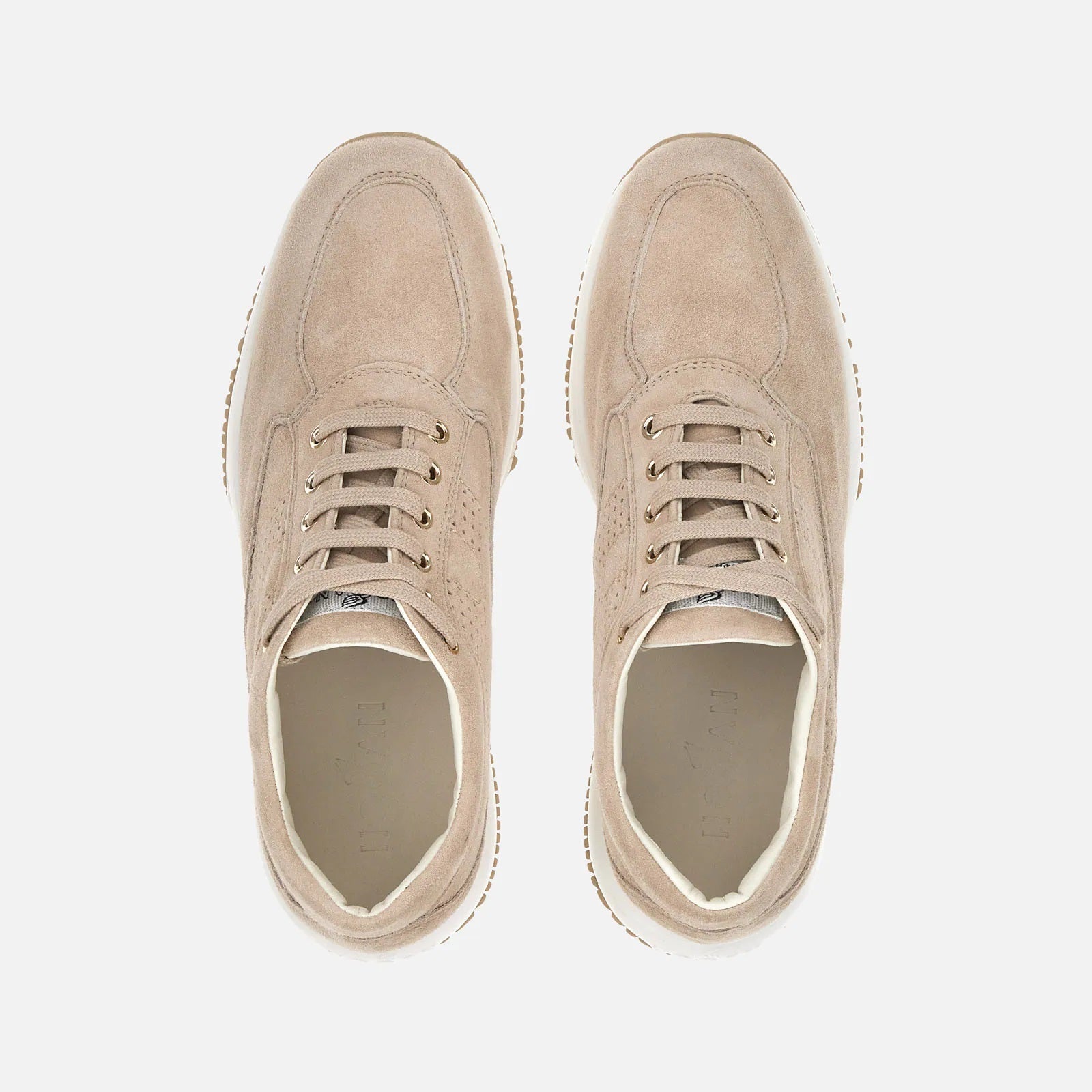 Interactive Perforated Lace-Up Sneakers in Goatskin