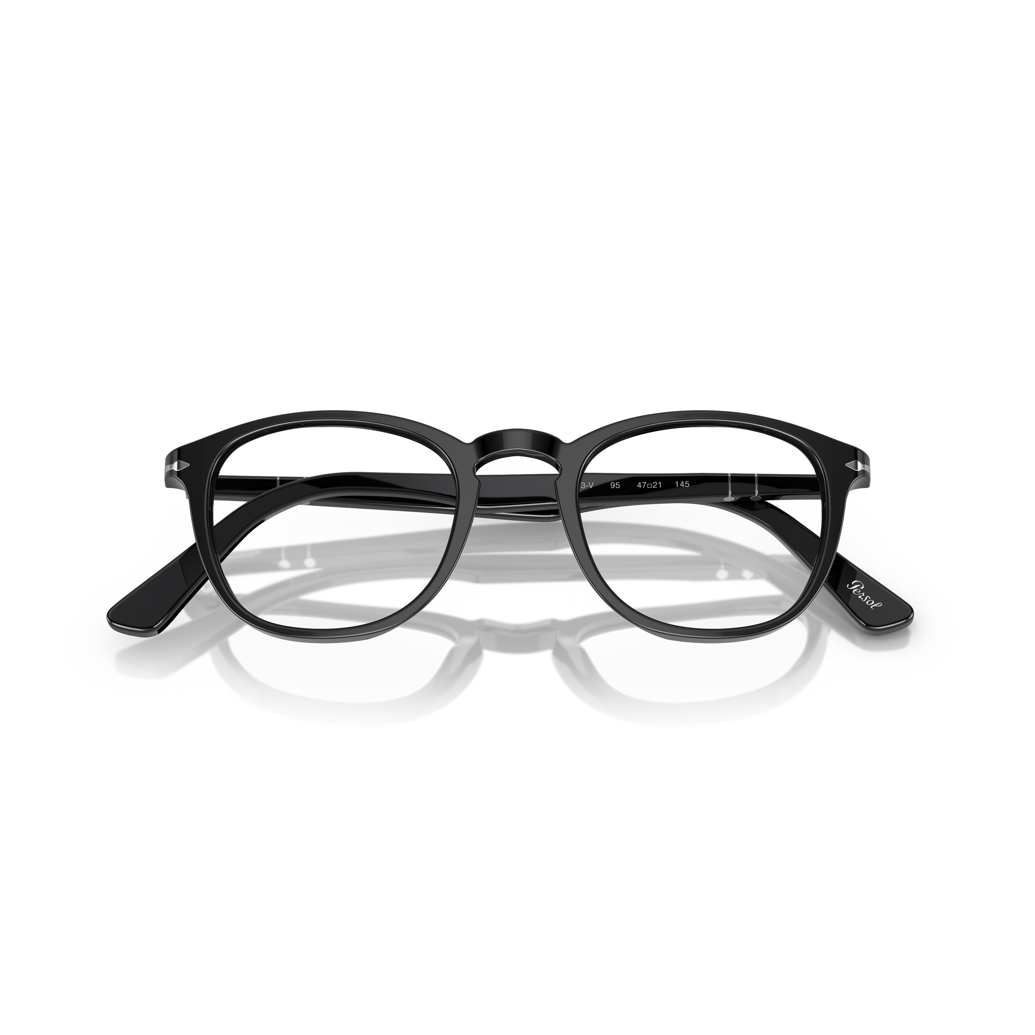 0po3143v Glossy Black Acetate Round Frame Eyeglasses