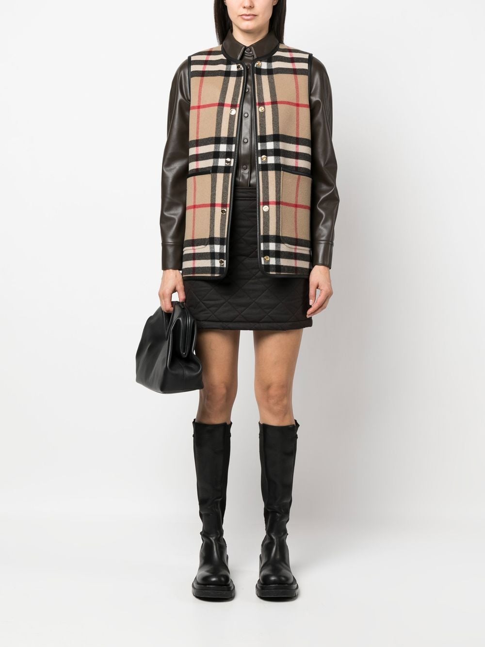 Casia Brown Waxed Cotton Mini Skirt