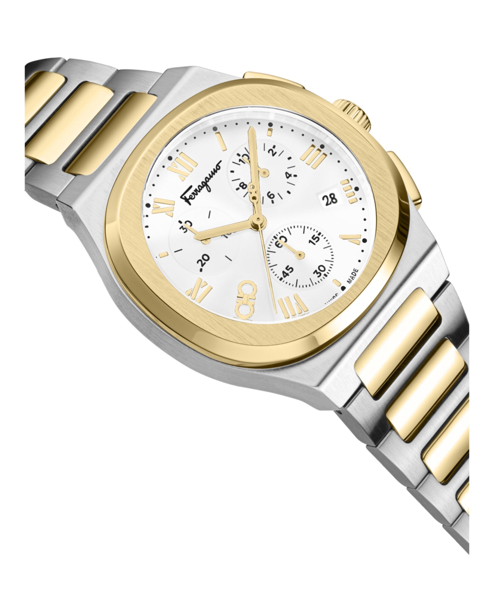 Elliptical Chronograph Watch with Two-Tone Case