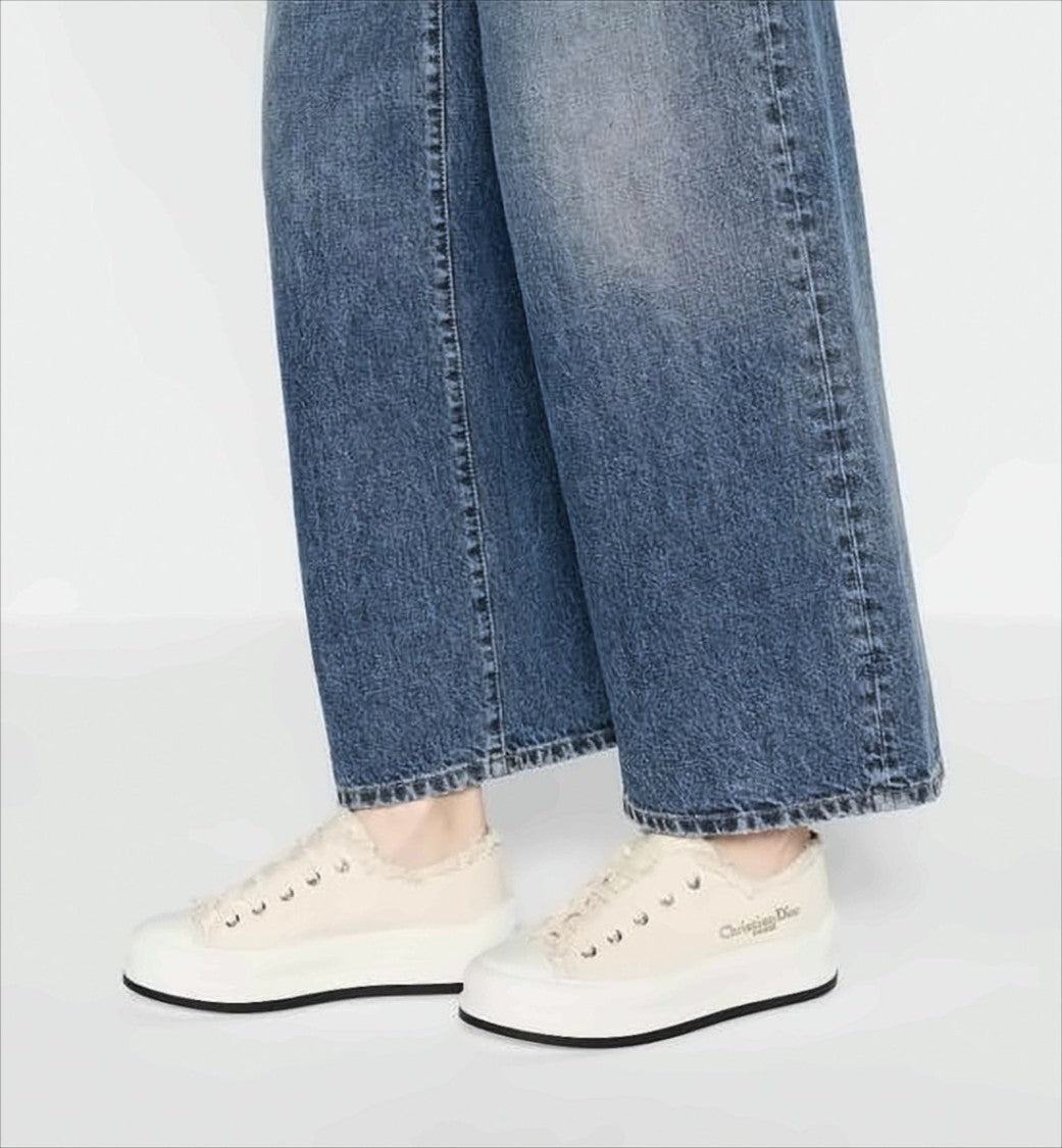Low-Top Sneakers with Frayed Detail and Reinforced Toe Cap